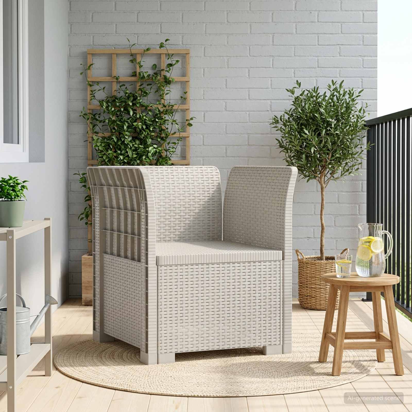 vidaXL Eénpersoons Tuinbank Rattan Look PP Antraciet