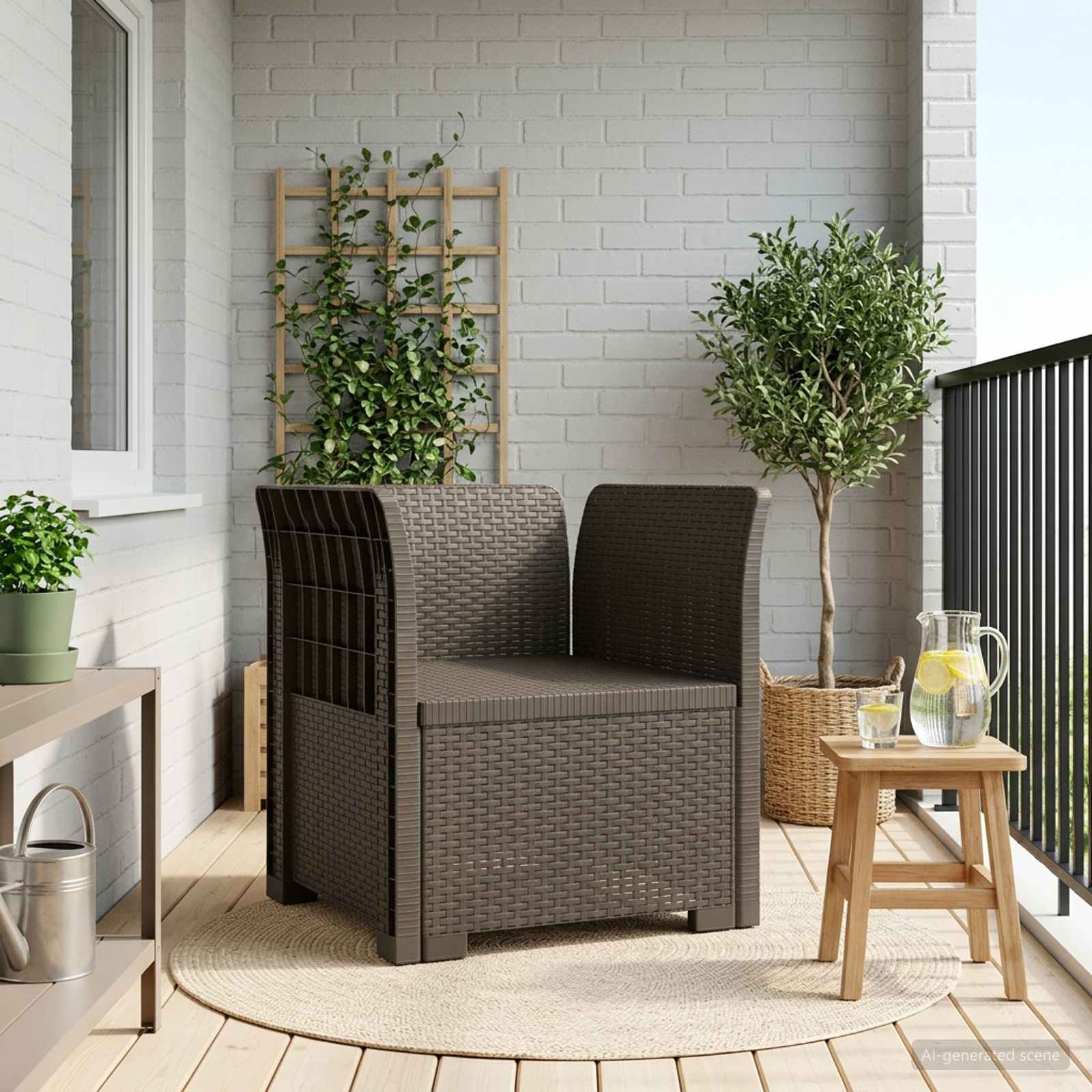 vidaXL Eénpersoons Tuinbank Rattan Look PP Antraciet