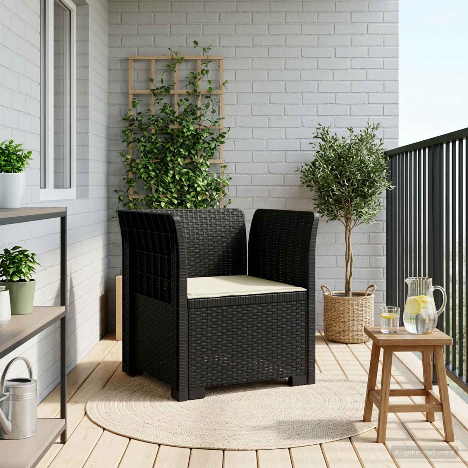 vidaXL Eénpersoons Tuinbank Rattan Look PP Antraciet