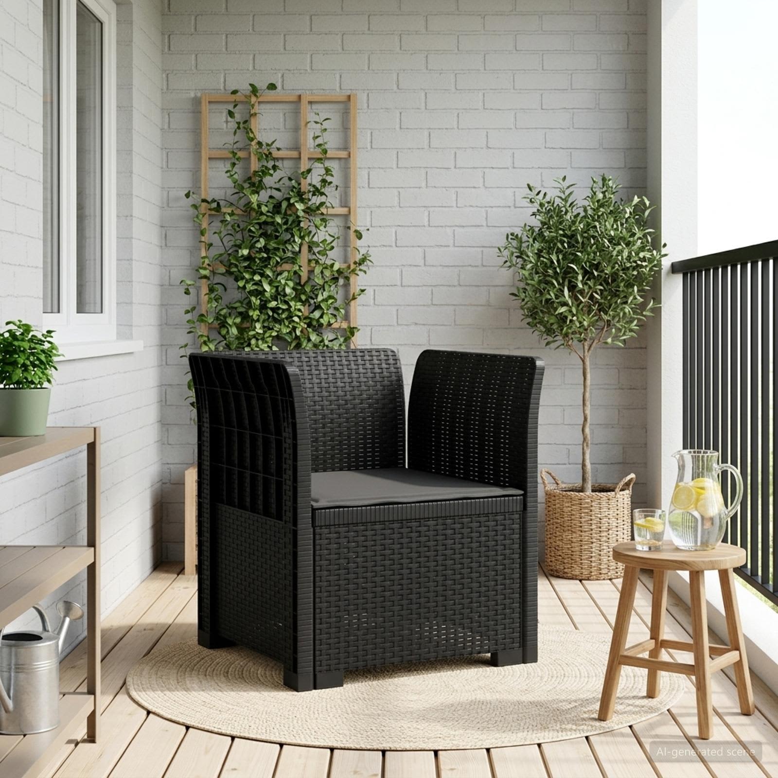 vidaXL Eénpersoons Tuinbank Rattan Look PP Antraciet