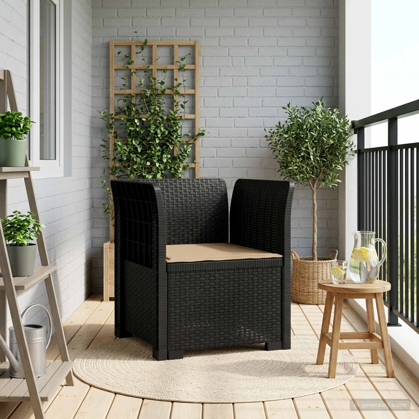 vidaXL Eénpersoons Tuinbank Rattan Look PP Antraciet