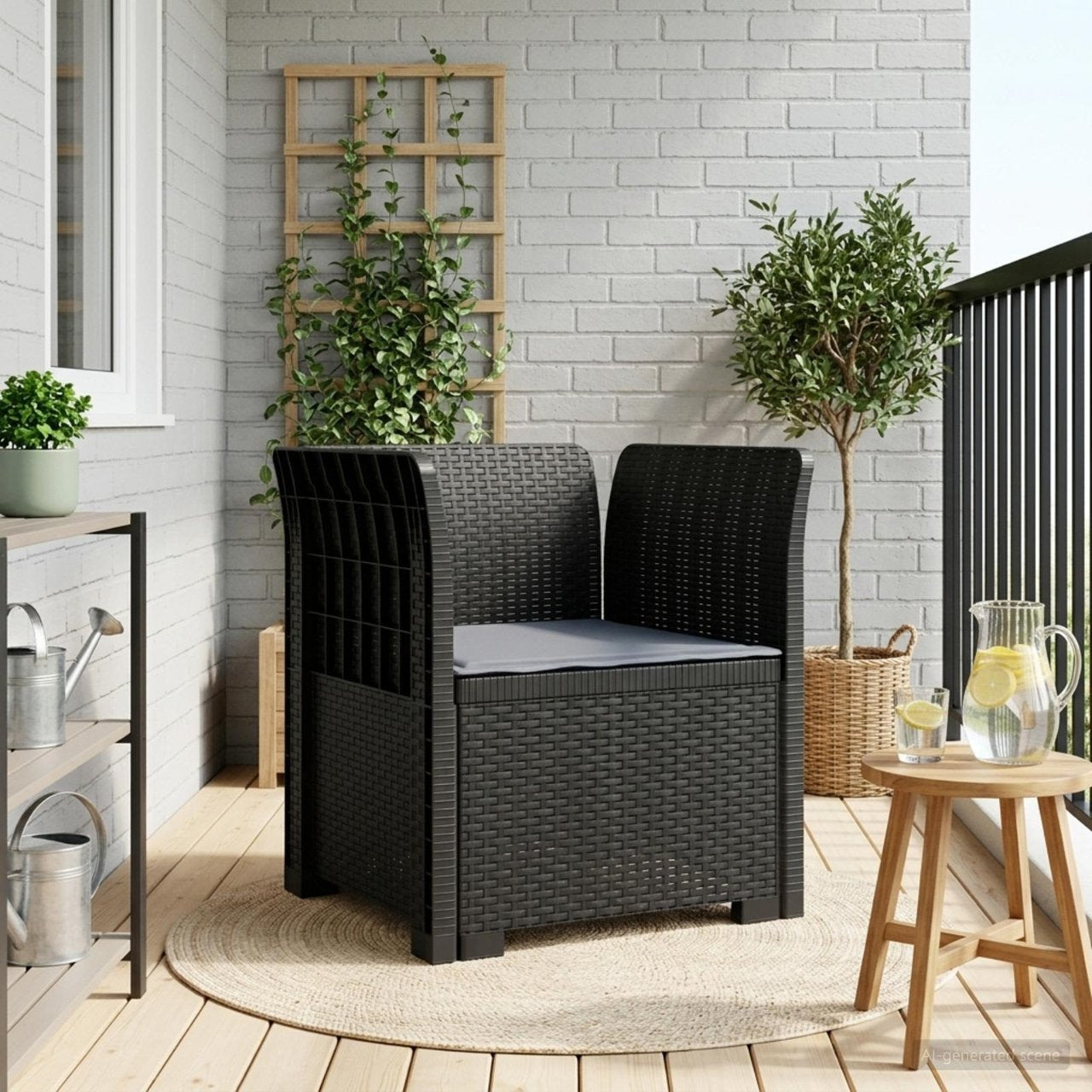 vidaXL Eénpersoons Tuinbank Rattan Look PP Antraciet