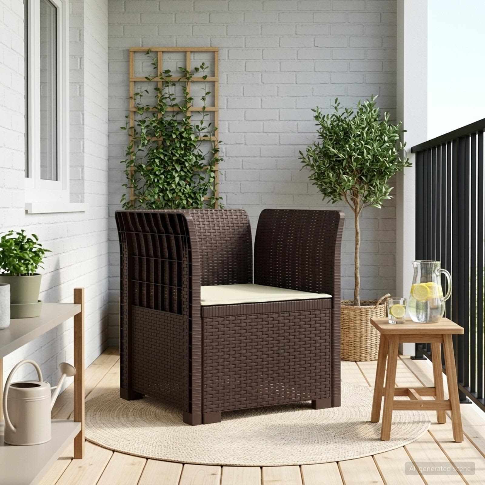 vidaXL Eénpersoons Tuinbank Rattan Look PP Antraciet