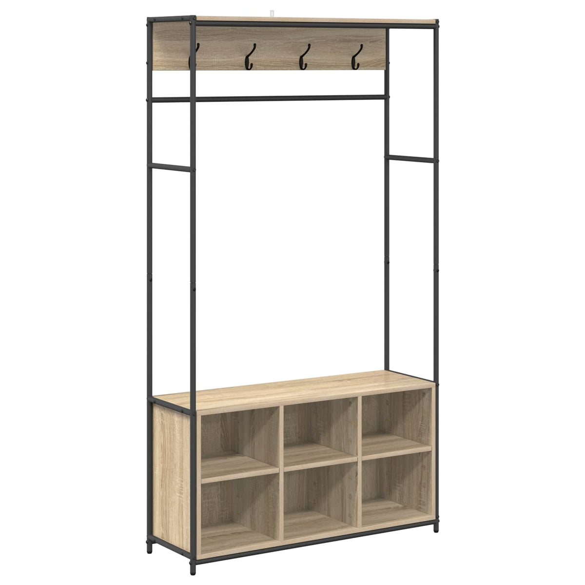 vidaXL Kapstok met schoenenbank Zwart eiken 100 x 32 x 180,5 cm