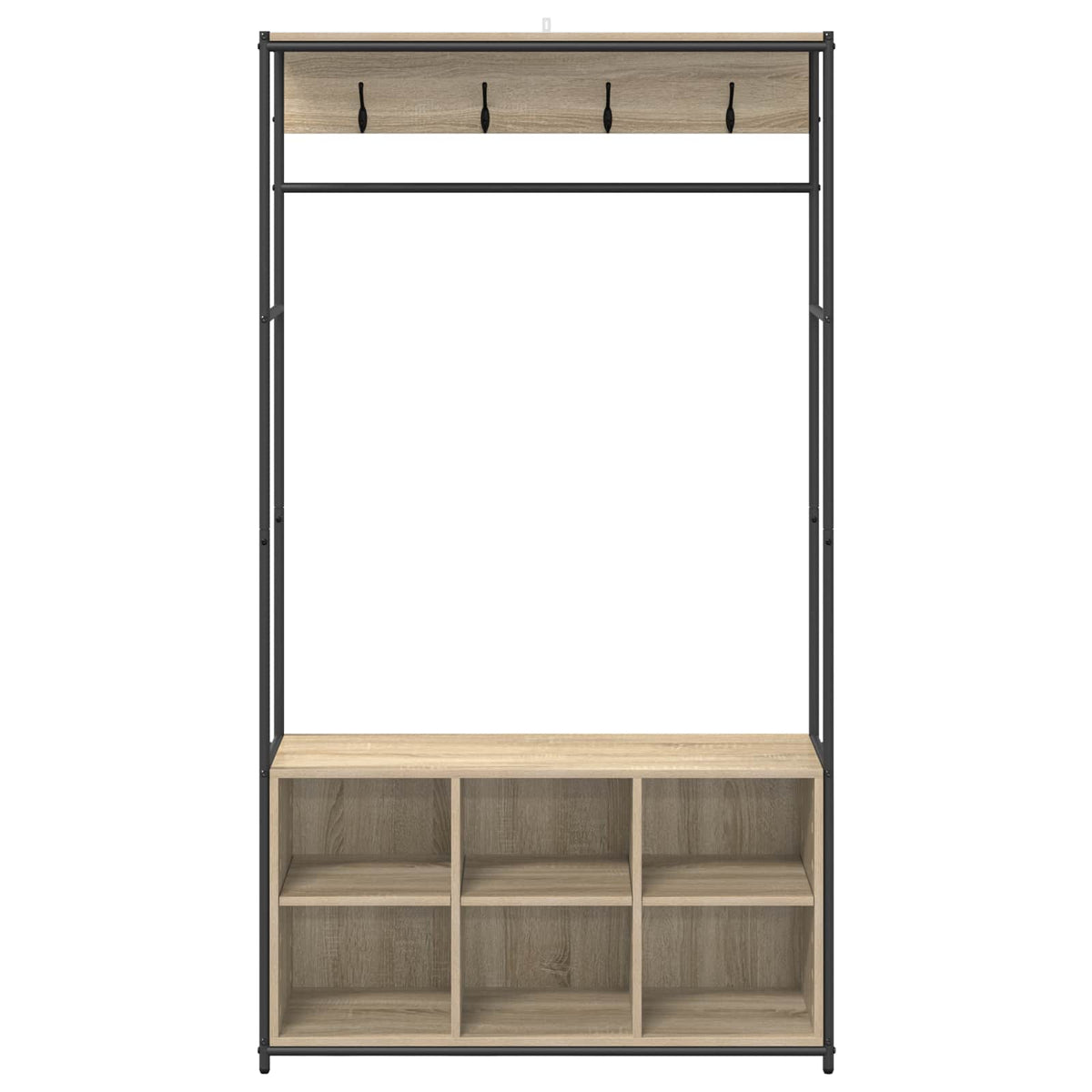 vidaXL Kapstok met schoenenbank Zwart eiken 100 x 32 x 180,5 cm