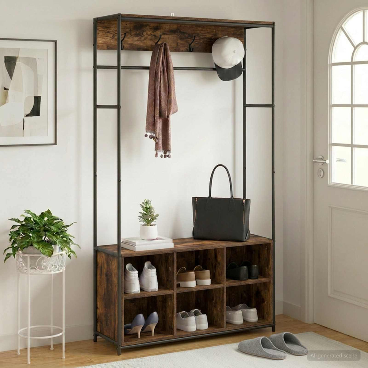 vidaXL Kapstok met schoenenbank Zwart eiken 100 x 32 x 180,5 cm