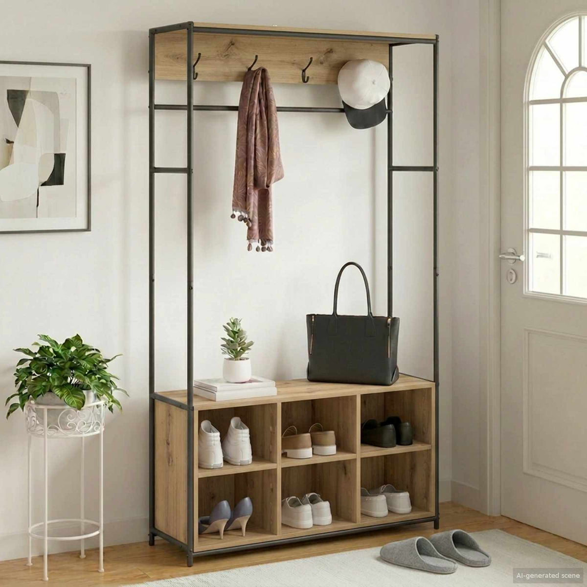 vidaXL Kapstok met schoenenbank Zwart eiken 100 x 32 x 180,5 cm