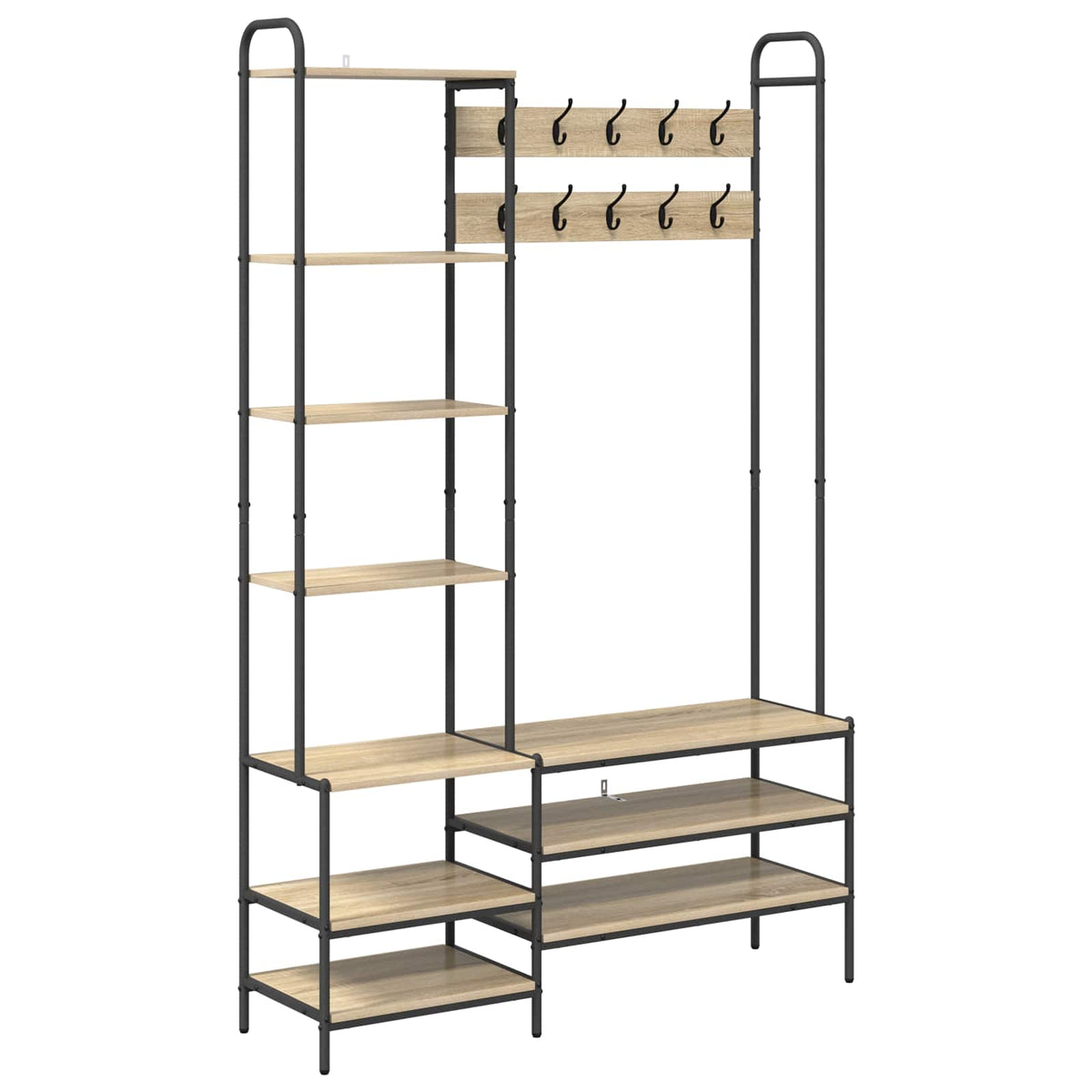 vidaXL Kapstok met schoenenbank Zwart eiken 120,5 x 34 x 190 cm