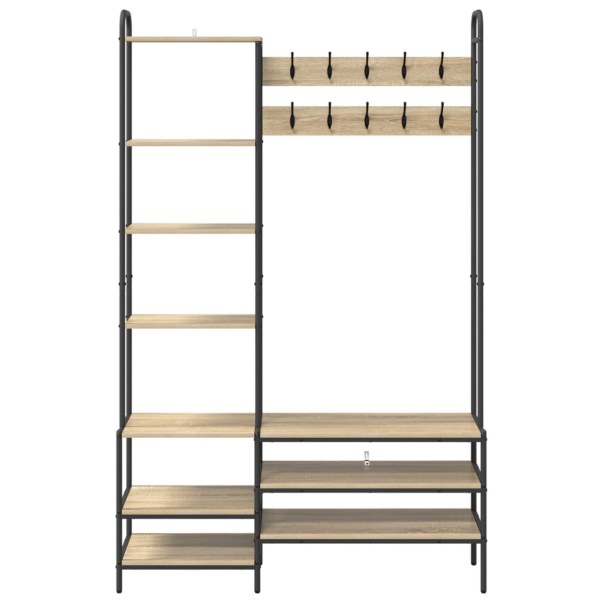 vidaXL Kapstok met schoenenbank Zwart eiken 120,5 x 34 x 190 cm