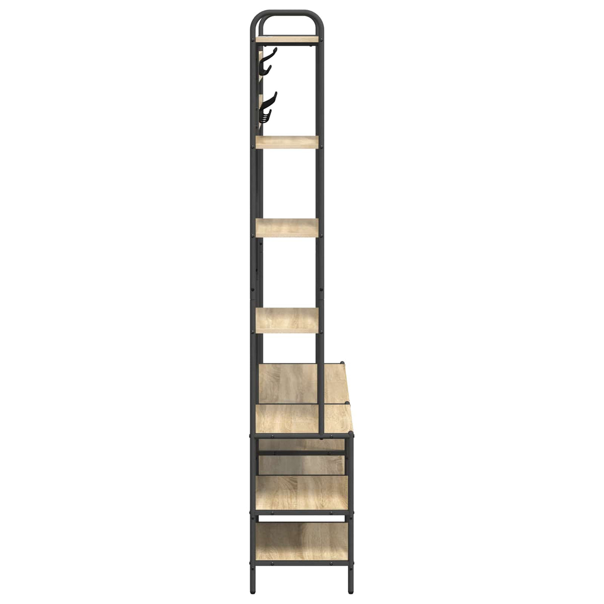 vidaXL Kapstok met schoenenbank Zwart eiken 120,5 x 34 x 190 cm