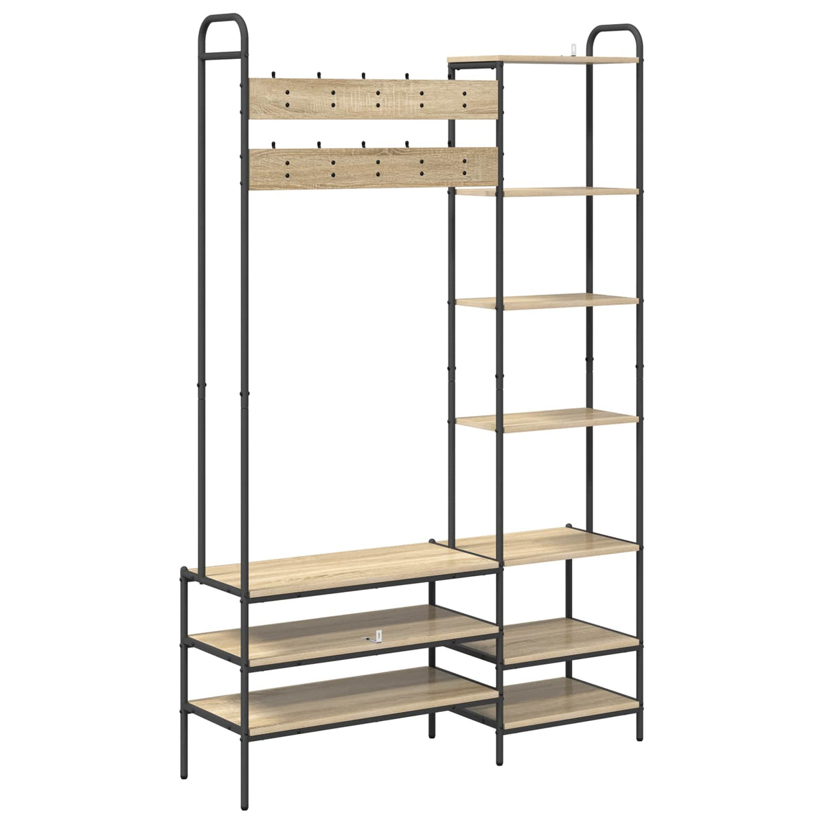 vidaXL Kapstok met schoenenbank Zwart eiken 120,5 x 34 x 190 cm