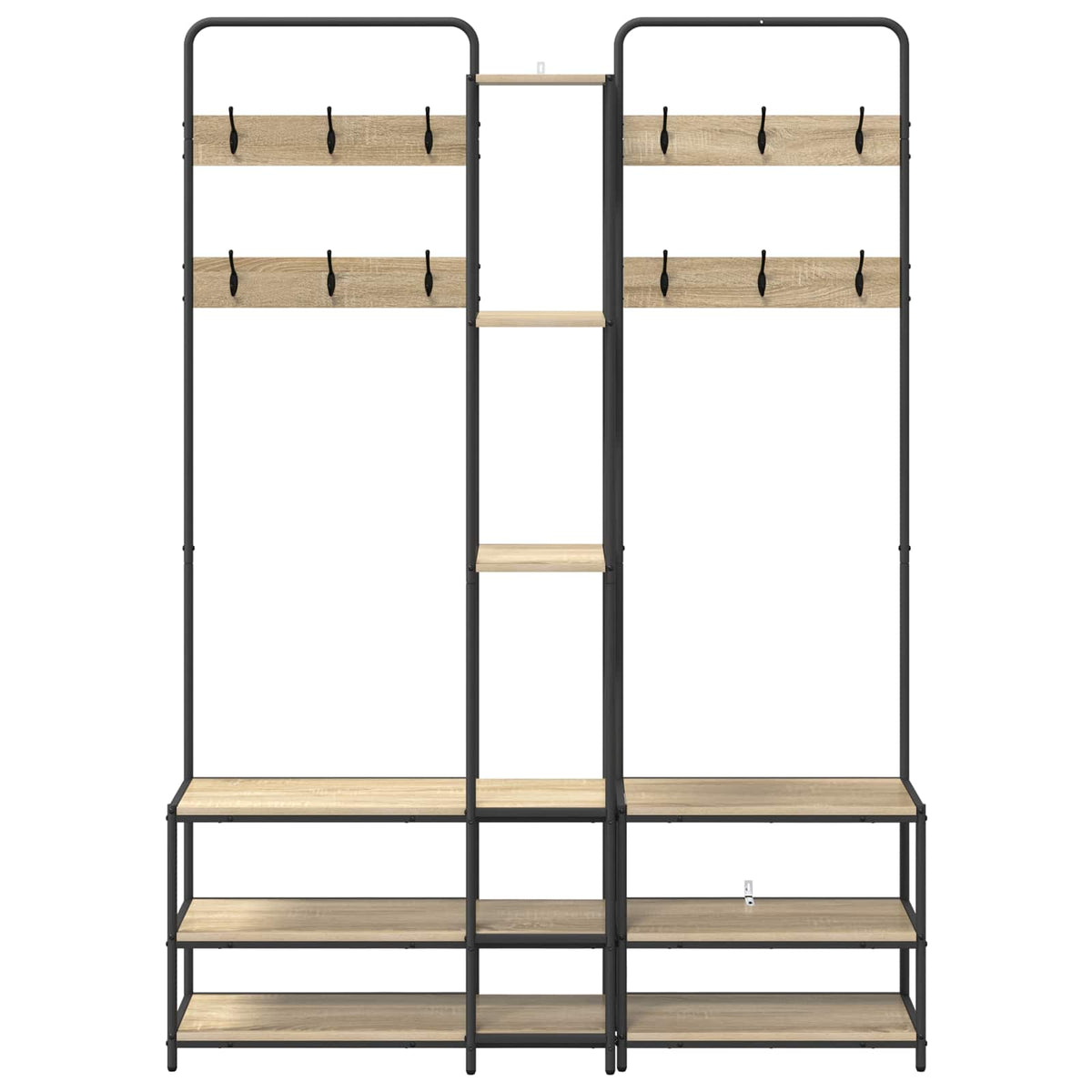 vidaXL Kapstok met schoenenbank Zwart eiken 143 x 30 x 199,5 cm