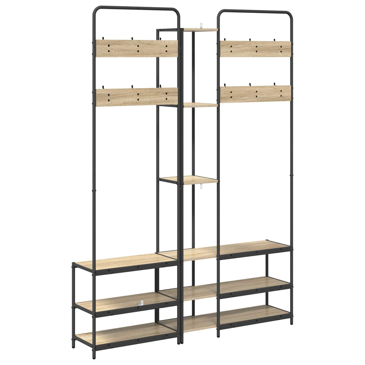 vidaXL Kapstok met schoenenbank Zwart eiken 143 x 30 x 199,5 cm