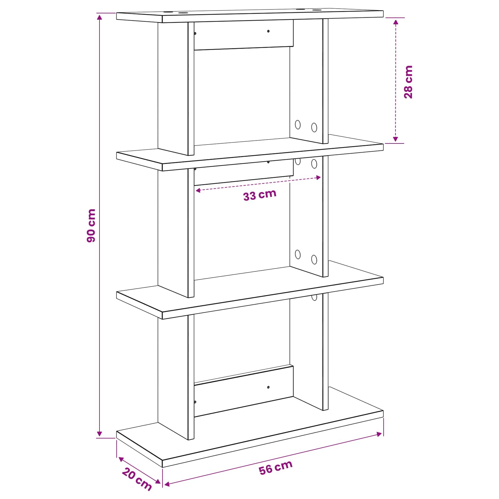 vidaXL Wandplank Muurmontage Wit 56 x 20 x 90 cm Bewerkt hout