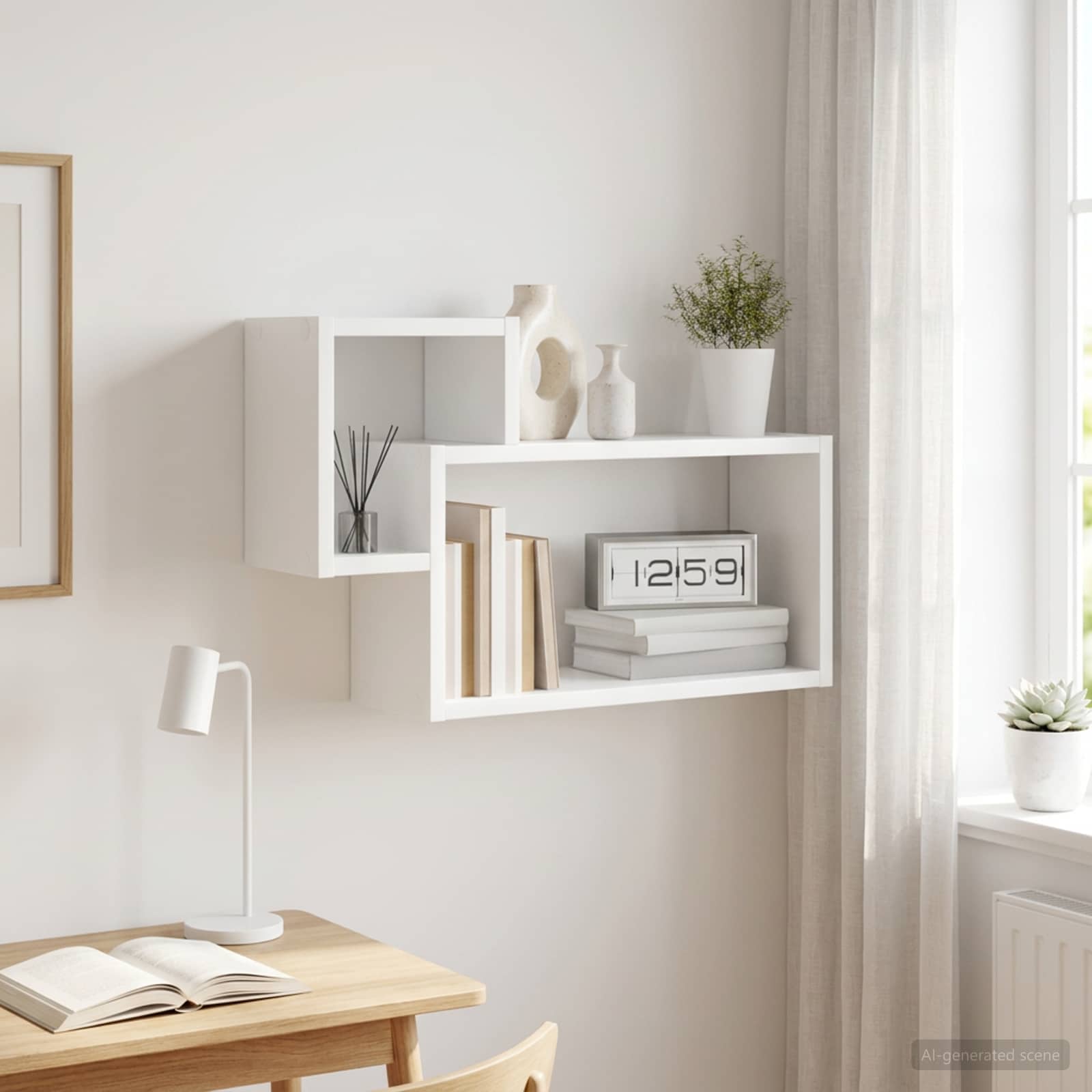 vidaXL Wandplank Muurmontage Wit 55 x 15 x 35 cm Bewerkt hout