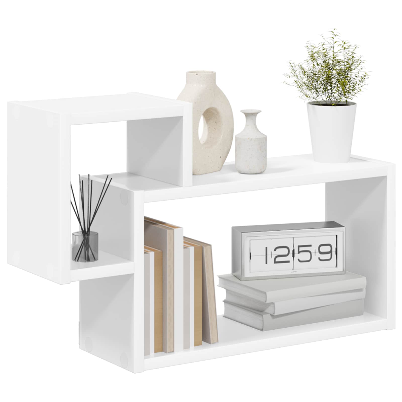 vidaXL Wandplank Muurmontage Wit 55 x 15 x 35 cm Bewerkt hout