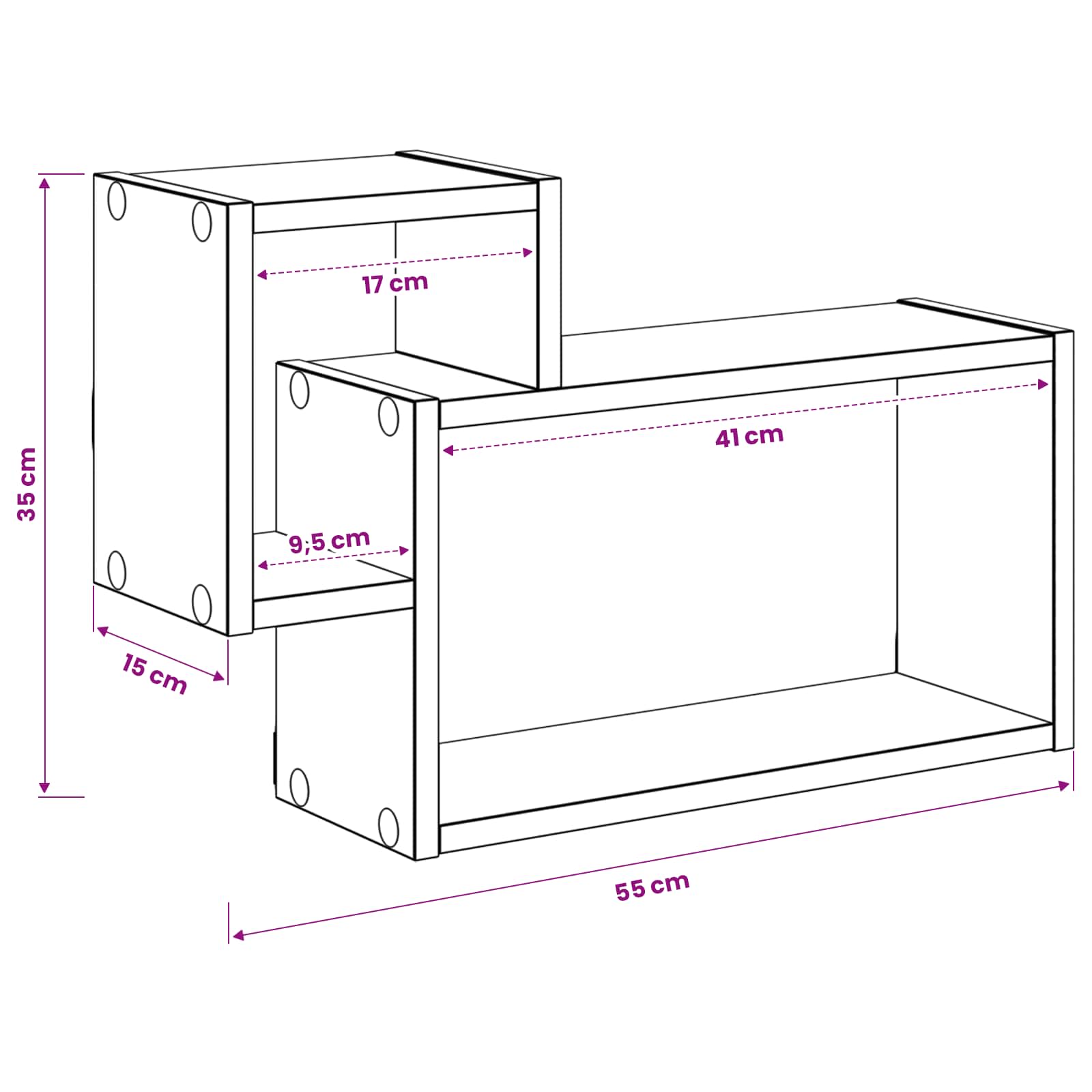 vidaXL Wandplank Muurmontage Wit 55 x 15 x 35 cm Bewerkt hout
