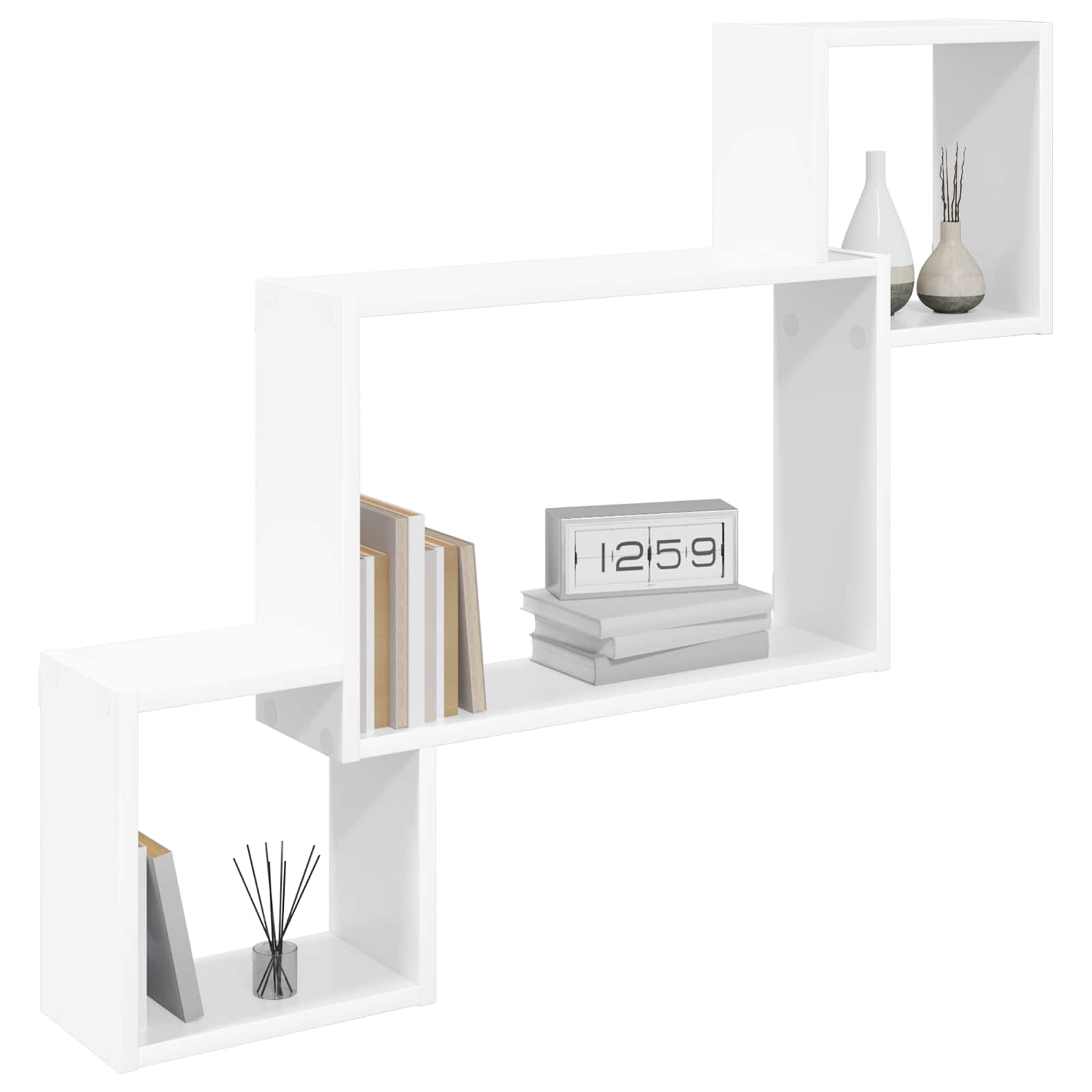 vidaXL Wandplank Muurmontage Wit 91,5 x 15 x 76 cm Bewerkt hout