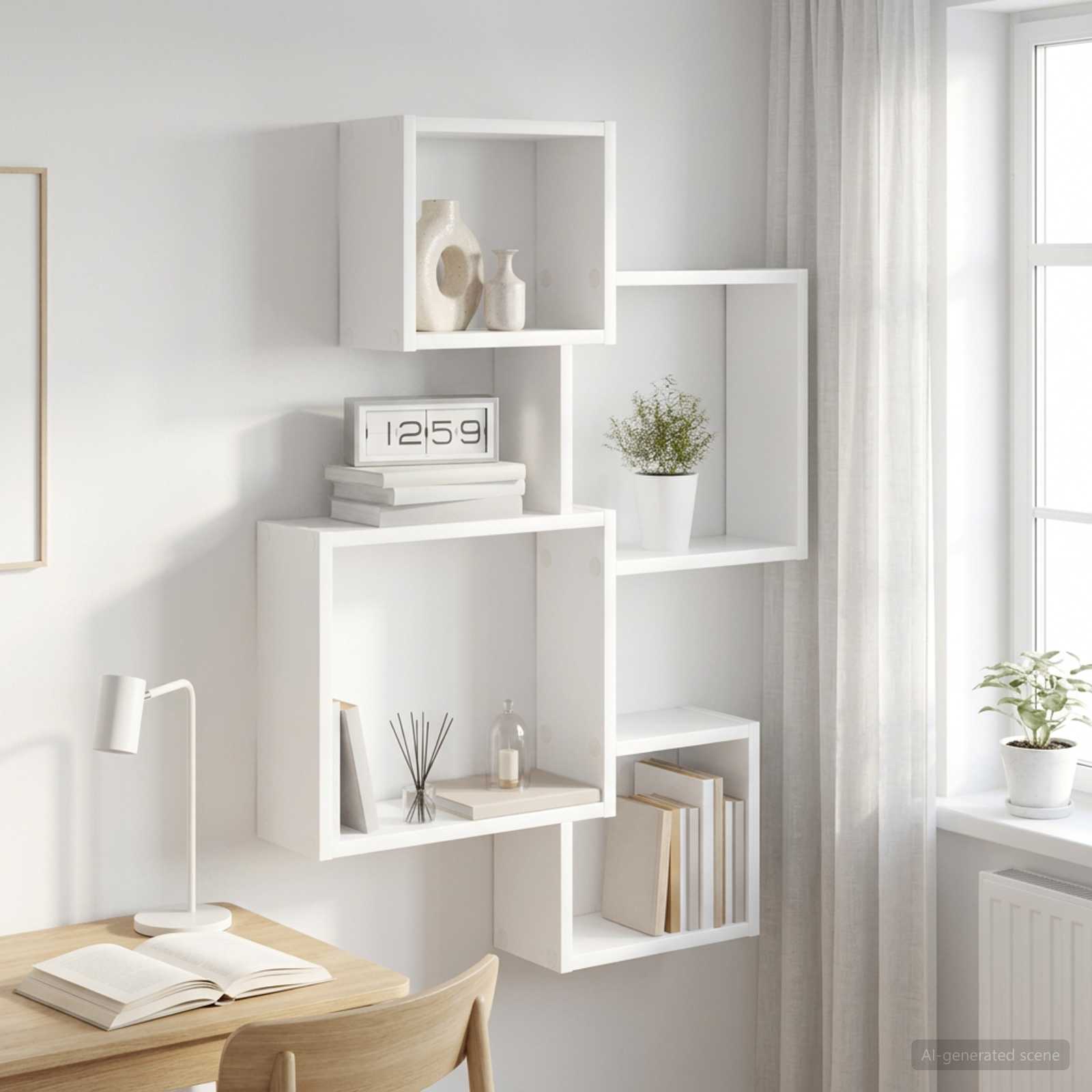 vidaXL Wand Cube Planken Muurmontage Wit 64 x 13,5 x 91,5 cm