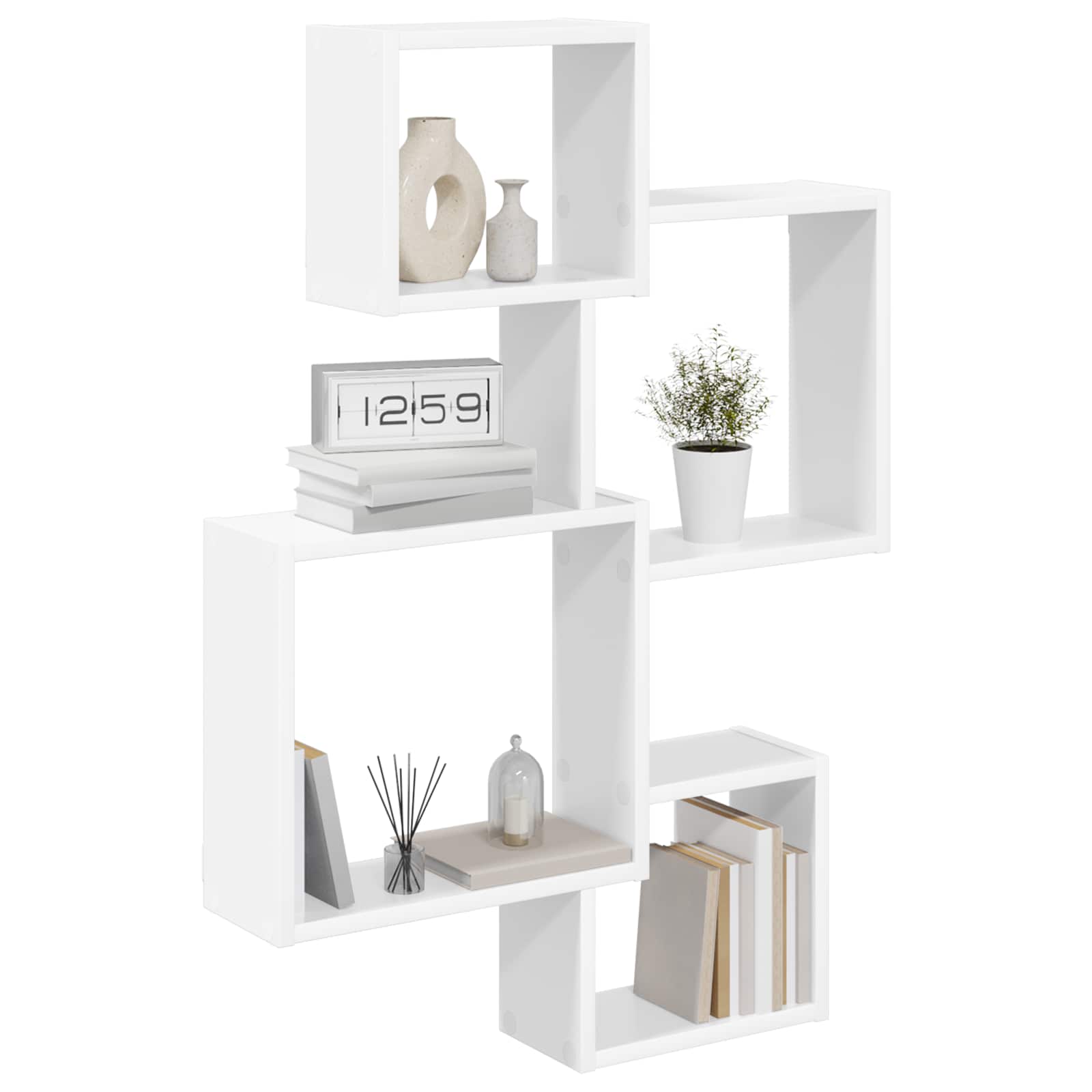 vidaXL Wand Cube Planken Muurmontage Wit 64 x 13,5 x 91,5 cm
