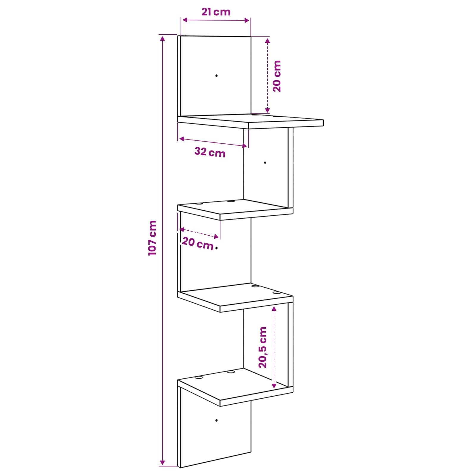 vidaXL Wandplank Muurmontage Wit 32 x 21 x 107 cm Bewerkt hout