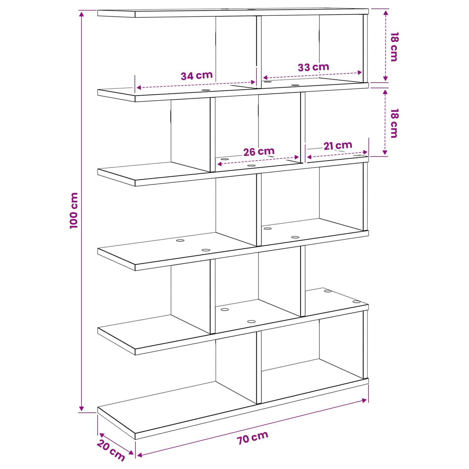 vidaXL Wandplank Wit 70 x 20 x 100 cm Bewerkt hout