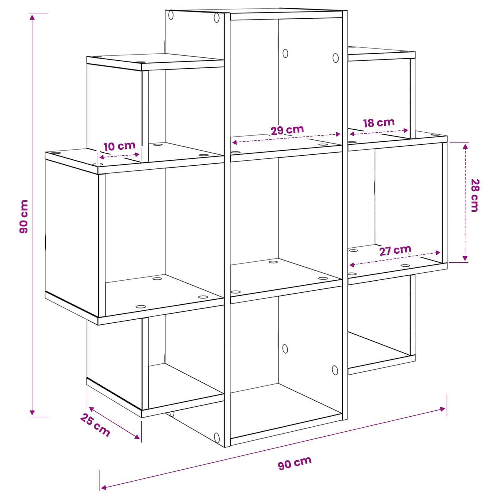 vidaXL Wandplank Wit 90 x 25 x 90 cm Bewerkt hout