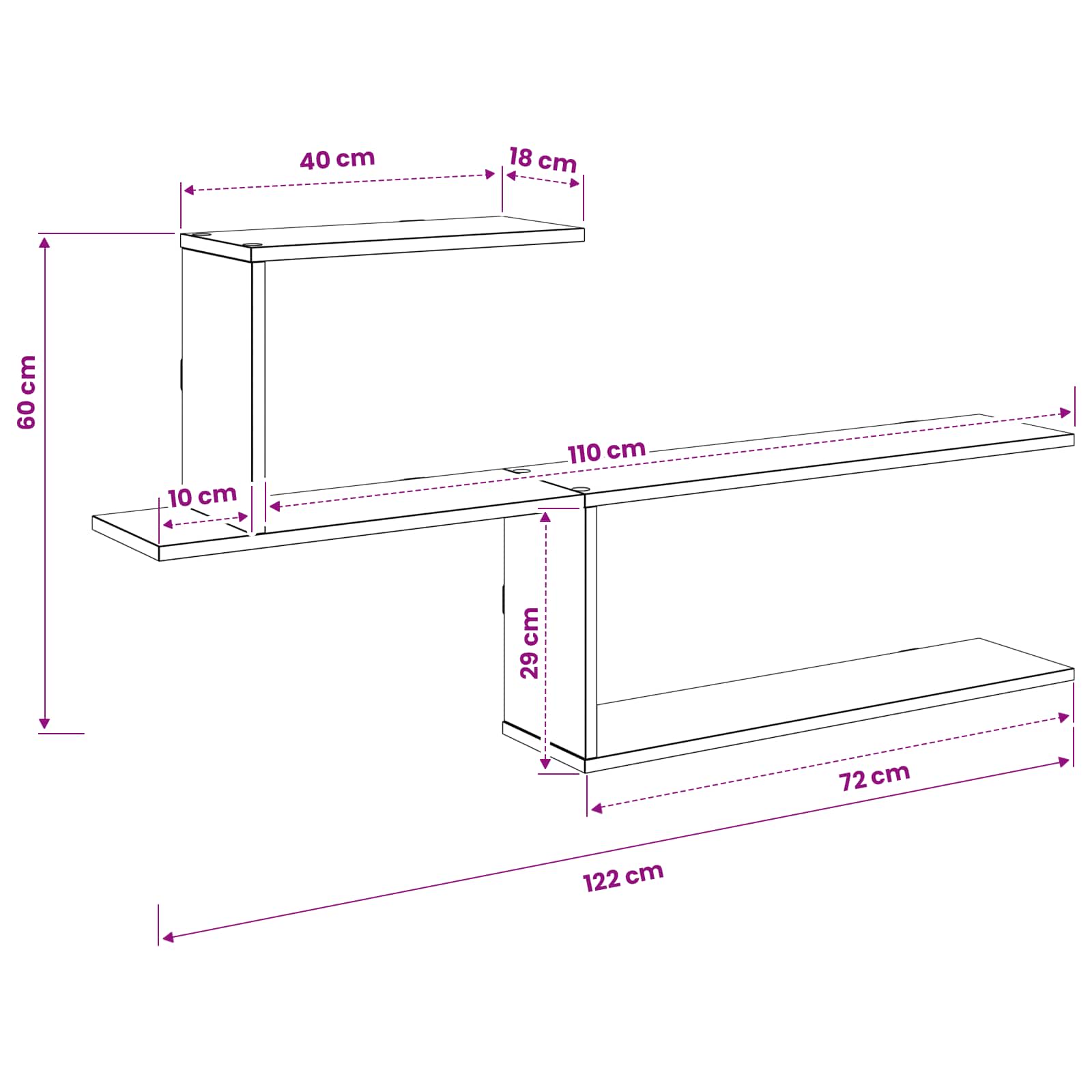 vidaXL Wandplank Wit 122 x 18 x 60 cm Bewerkt hout