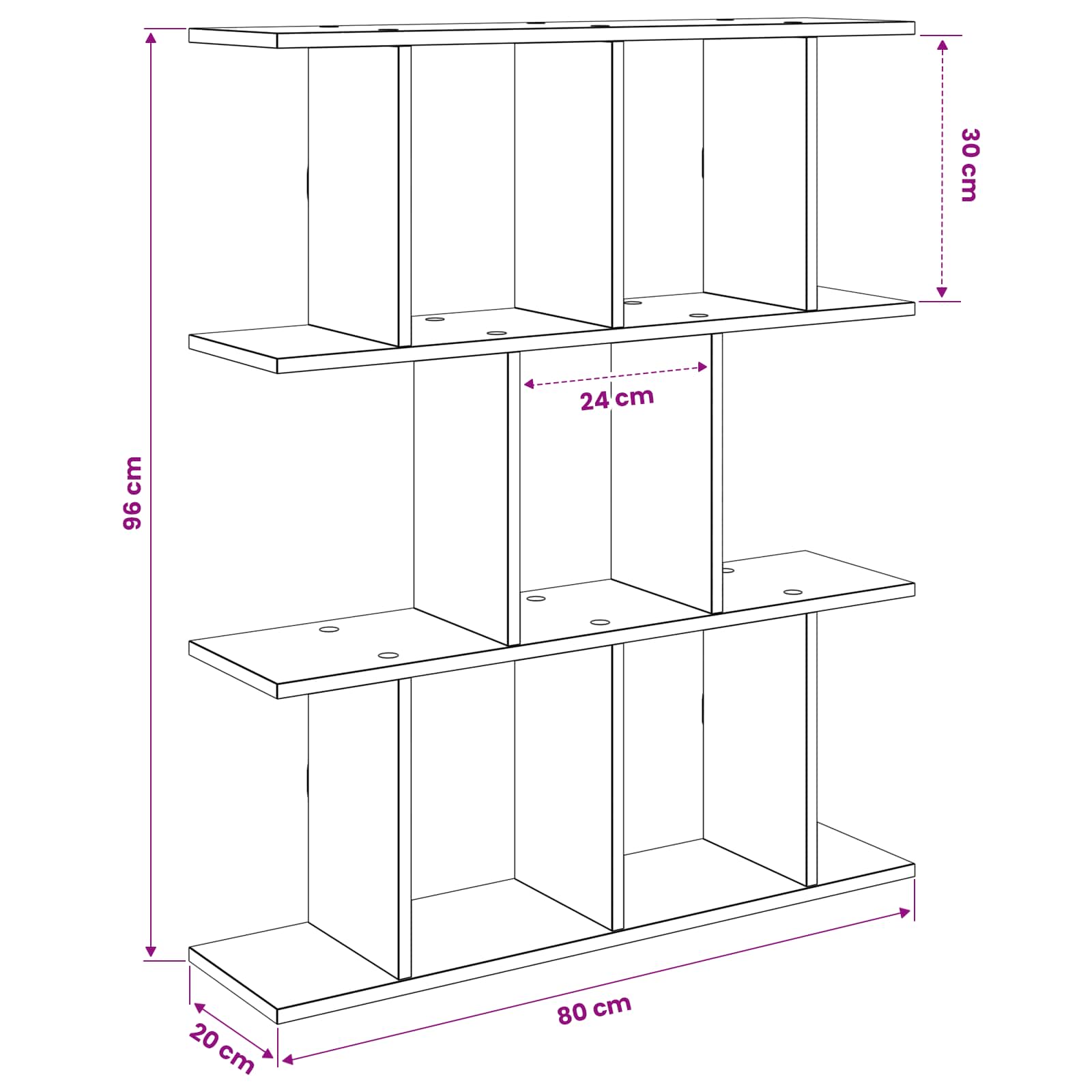 vidaXL Wandplank Wit 80 x 20 x 96 cm Bewerkt hout