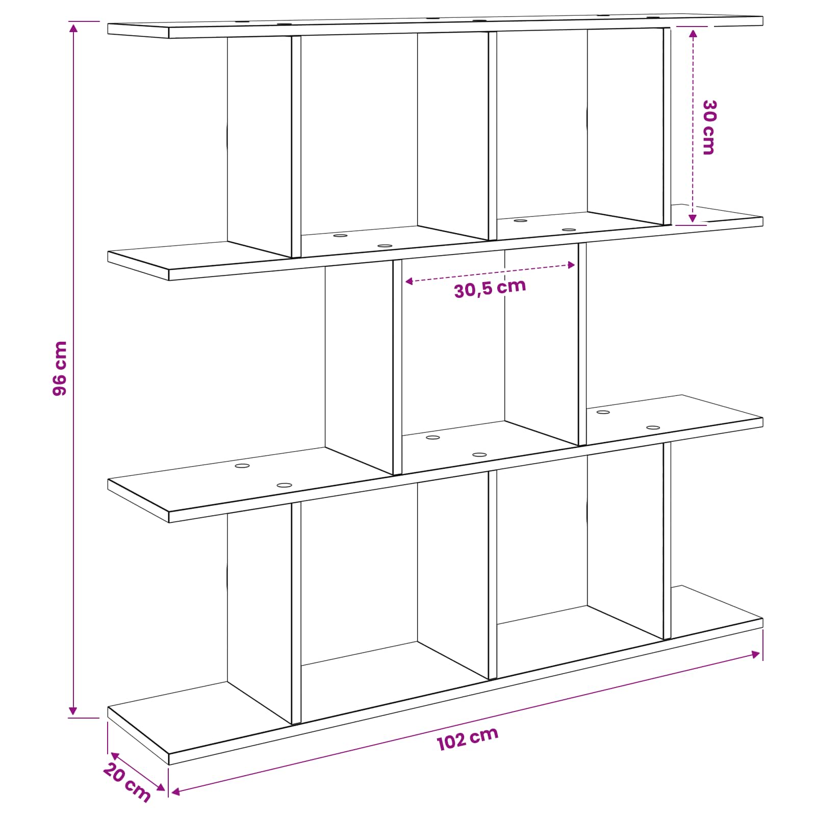 vidaXL Wandplank Wit 102 x 20 x 96 cm Bewerkt hout