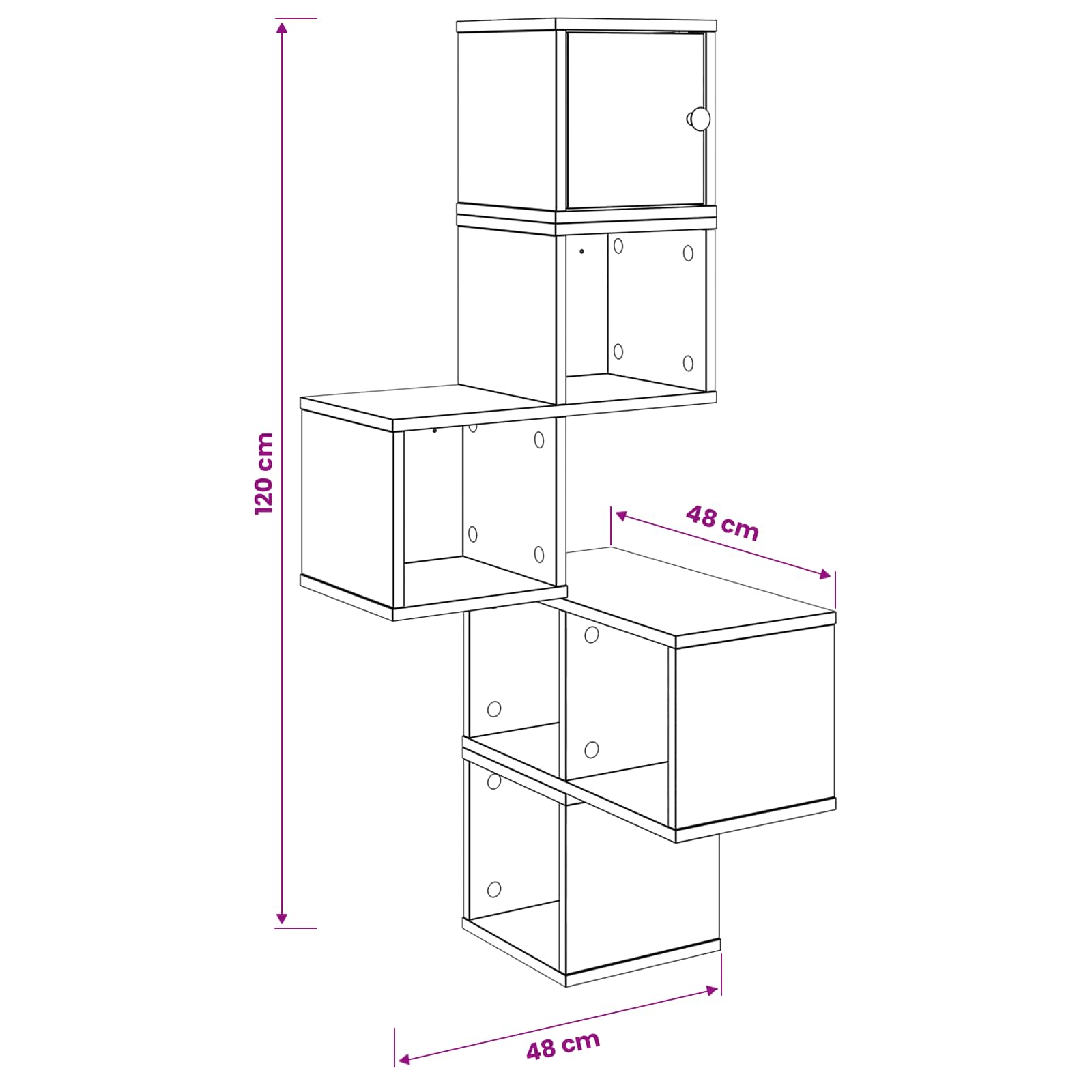 vidaXL Wandhoekplank Wit 48 x 48 x 120 cm Bewerkt hout