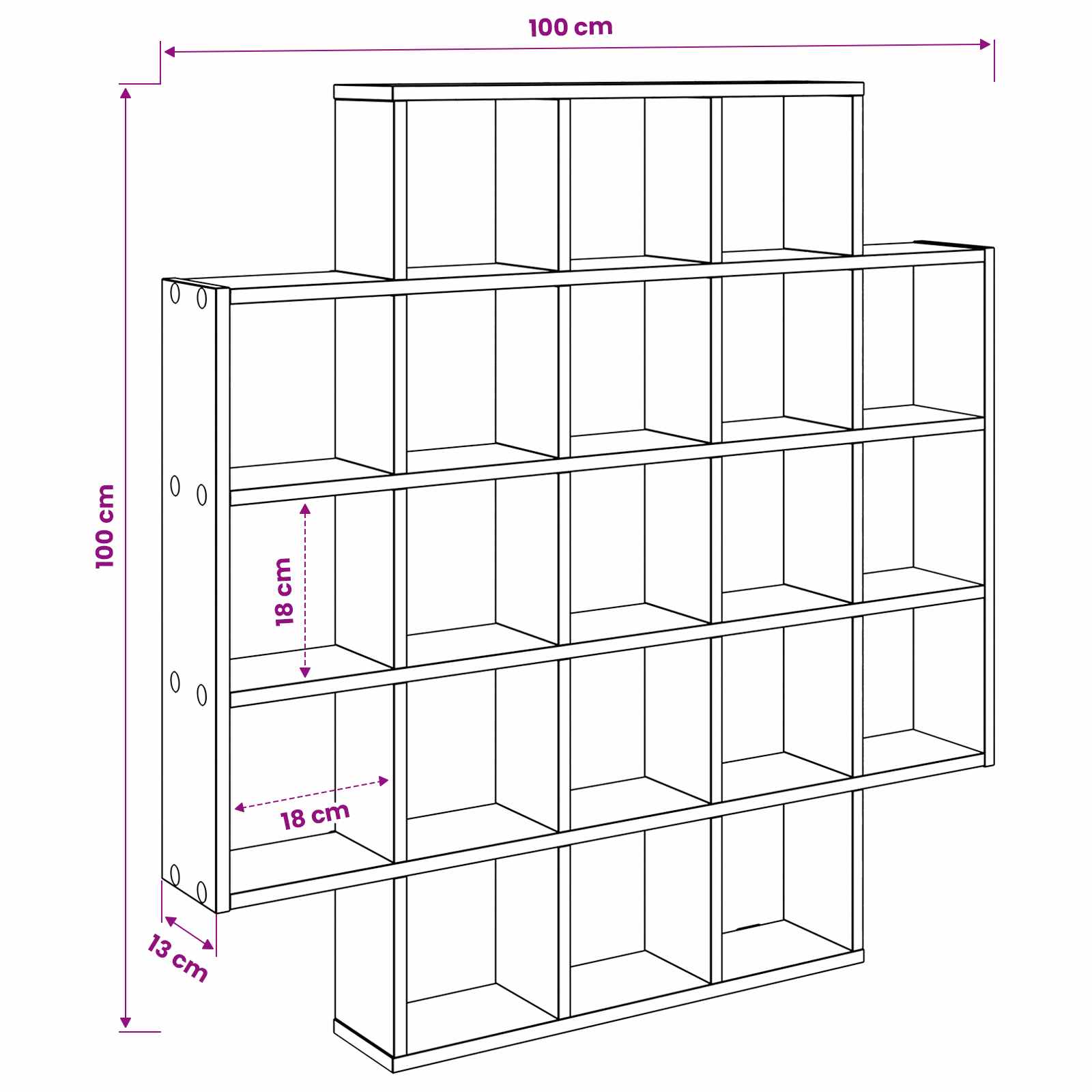vidaXL Wandplank Wit 100 x 13 x 100 cm Bewerkt hout