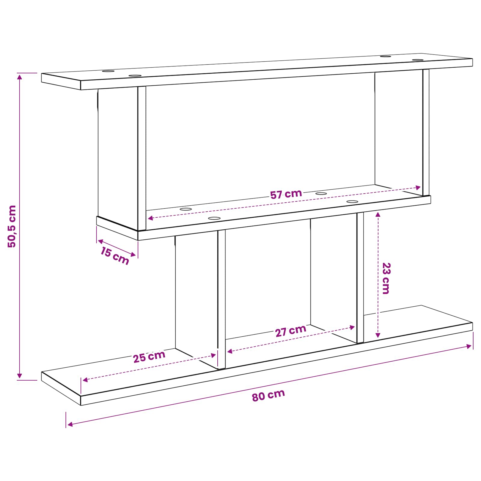vidaXL Wandplank Wit 80 x 15 x 50,5 cm Bewerkt hout