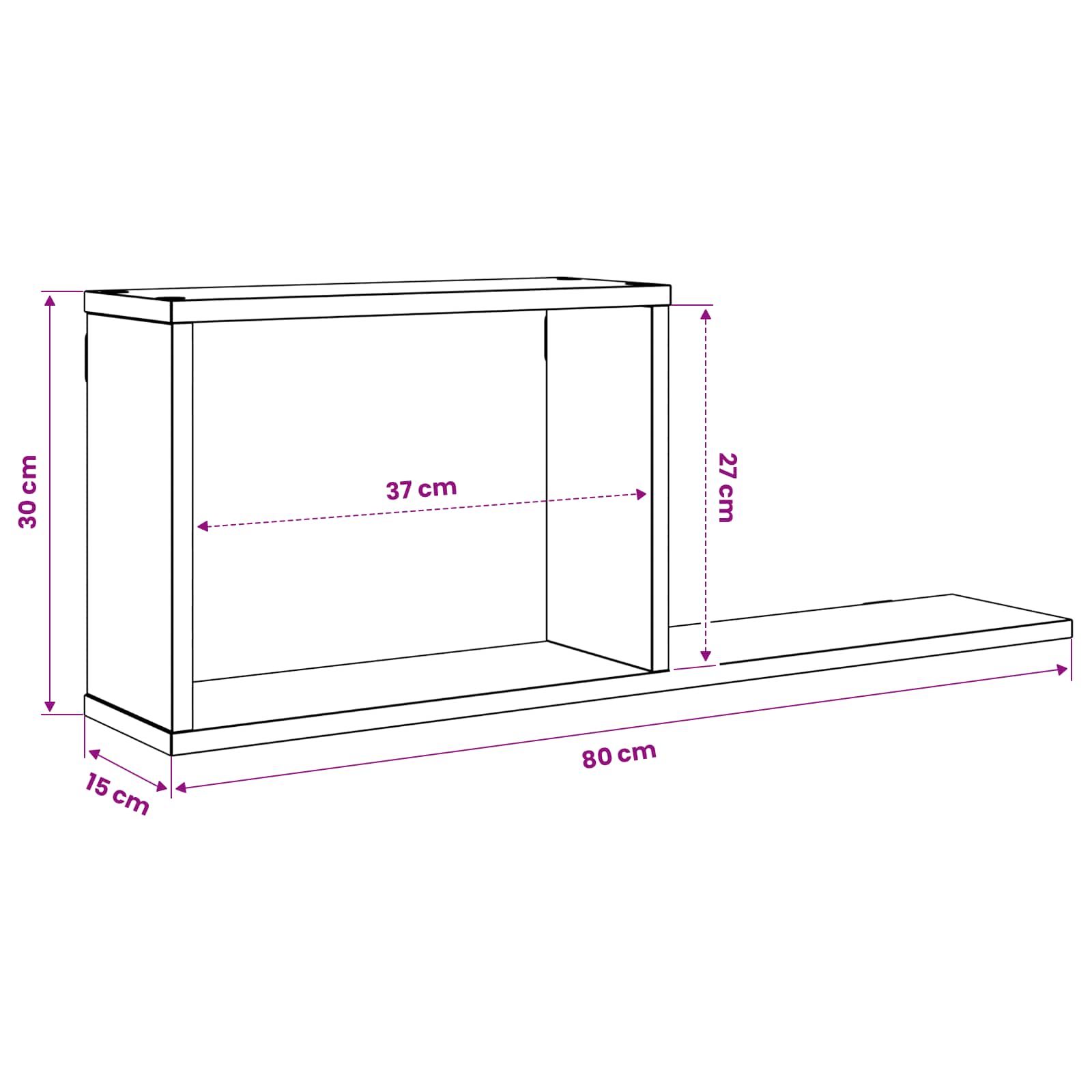 vidaXL Zwevende schappen Wit 80 x 15 x 30 cm Bewerkt hout