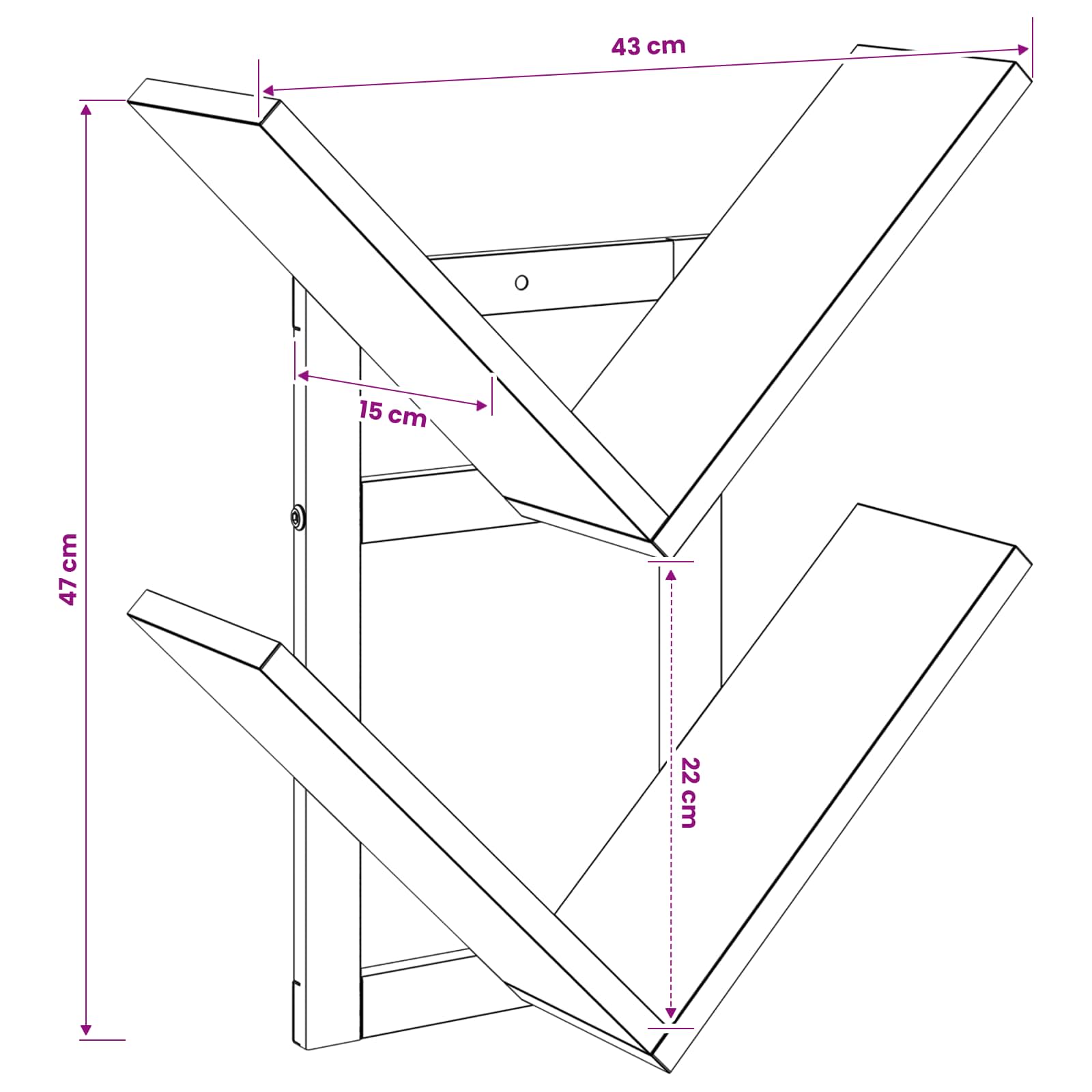 vidaXL Wand Vlonderschap Zwart eiken 43 x 15 x 47 cm Bewerkt hout