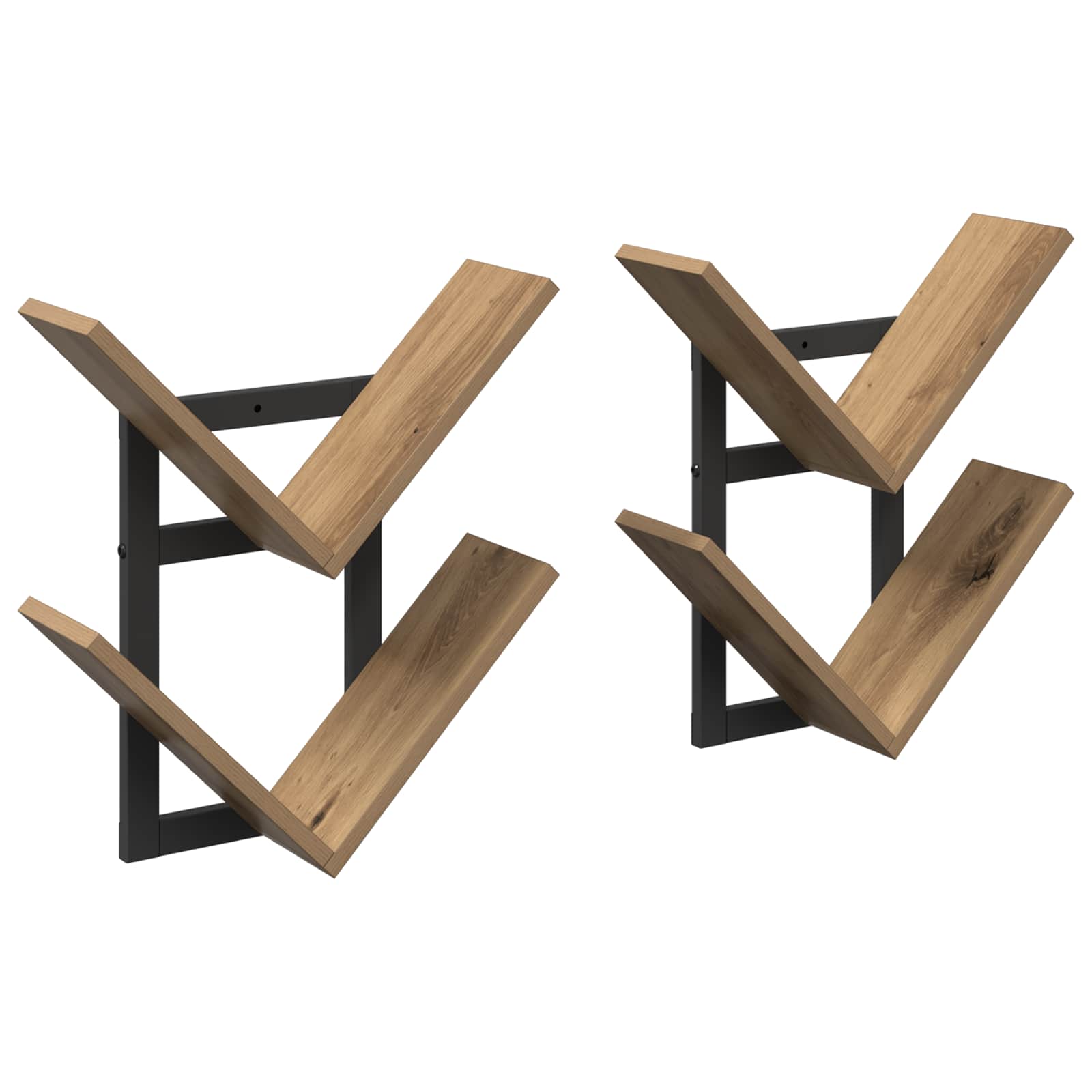 vidaXL Wand Vlonderschap Zwart eiken 43 x 15 x 47 cm Bewerkt hout