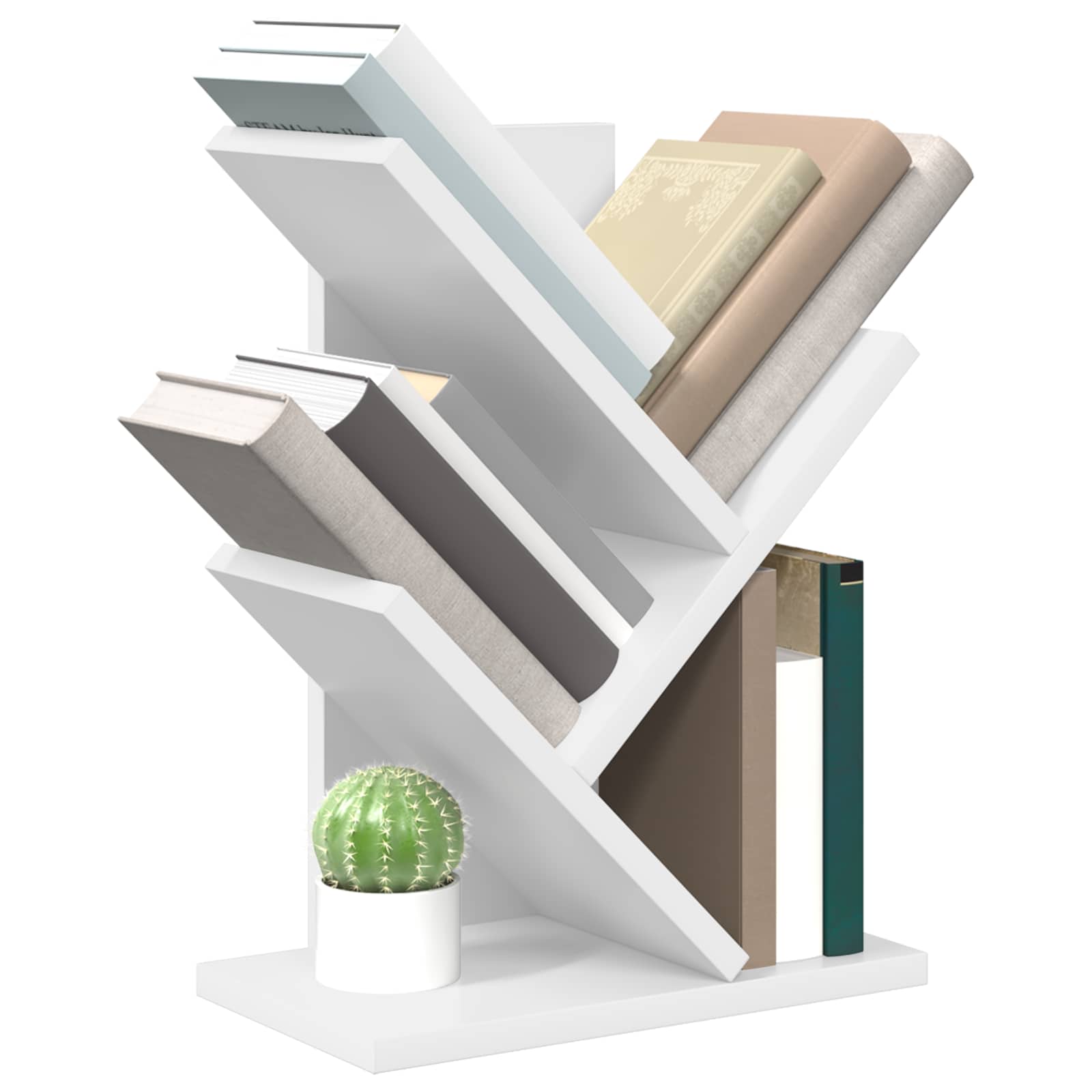 vidaXL Boomvormige boekenplank met 3 planken 30 x 18 x 40 cm Bewerkt hout Wit