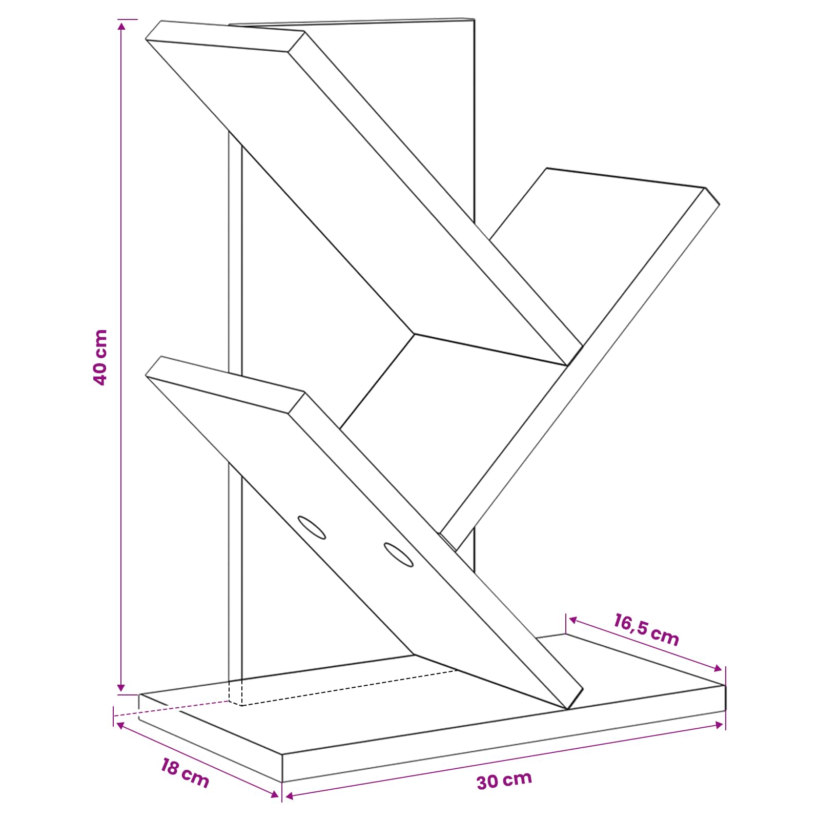 vidaXL Boomvormige boekenplank met 3 planken 30 x 18 x 40 cm Bewerkt hout Wit