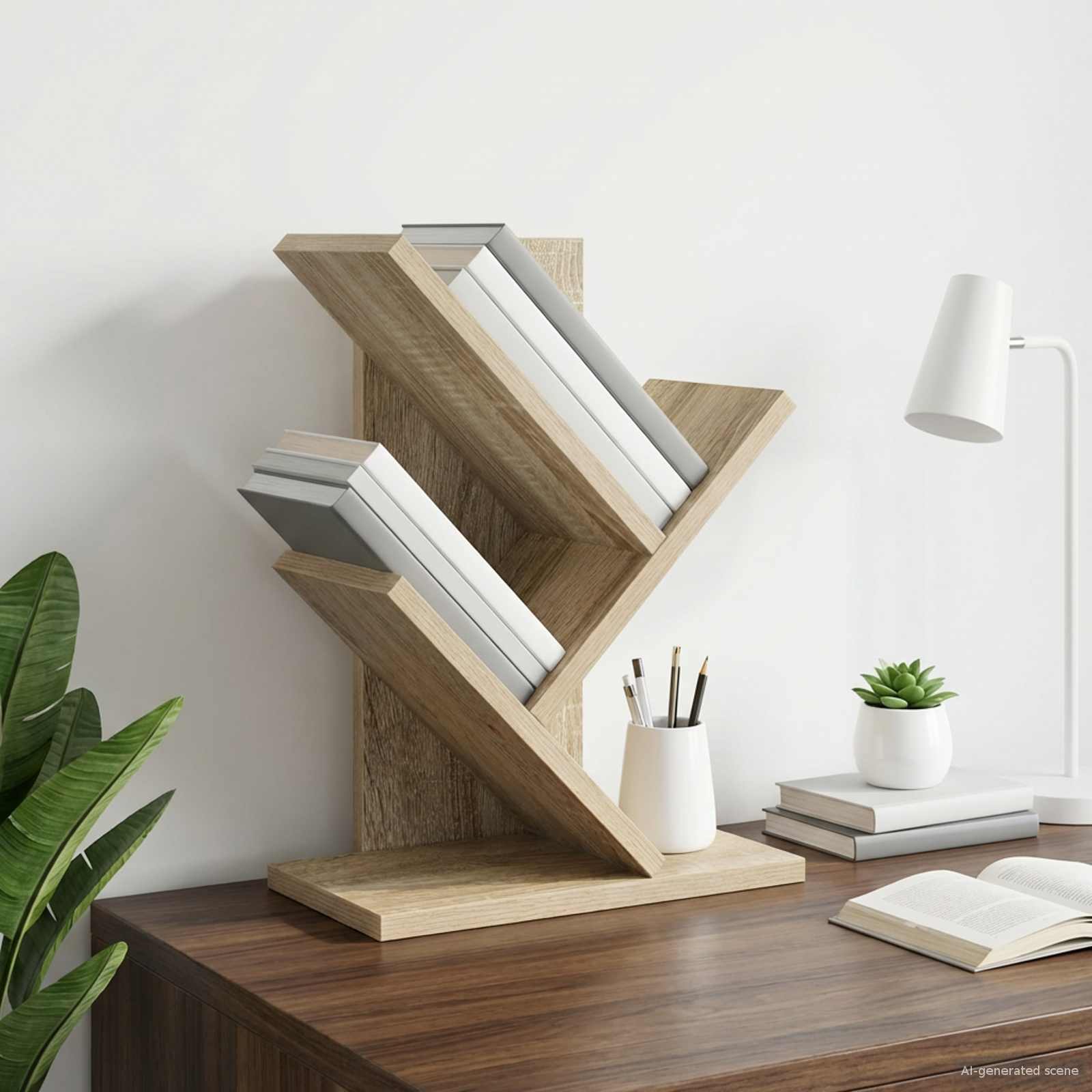 vidaXL Boomvormige boekenplank met 3 planken 30 x 18 x 40 cm Bewerkt hout Wit