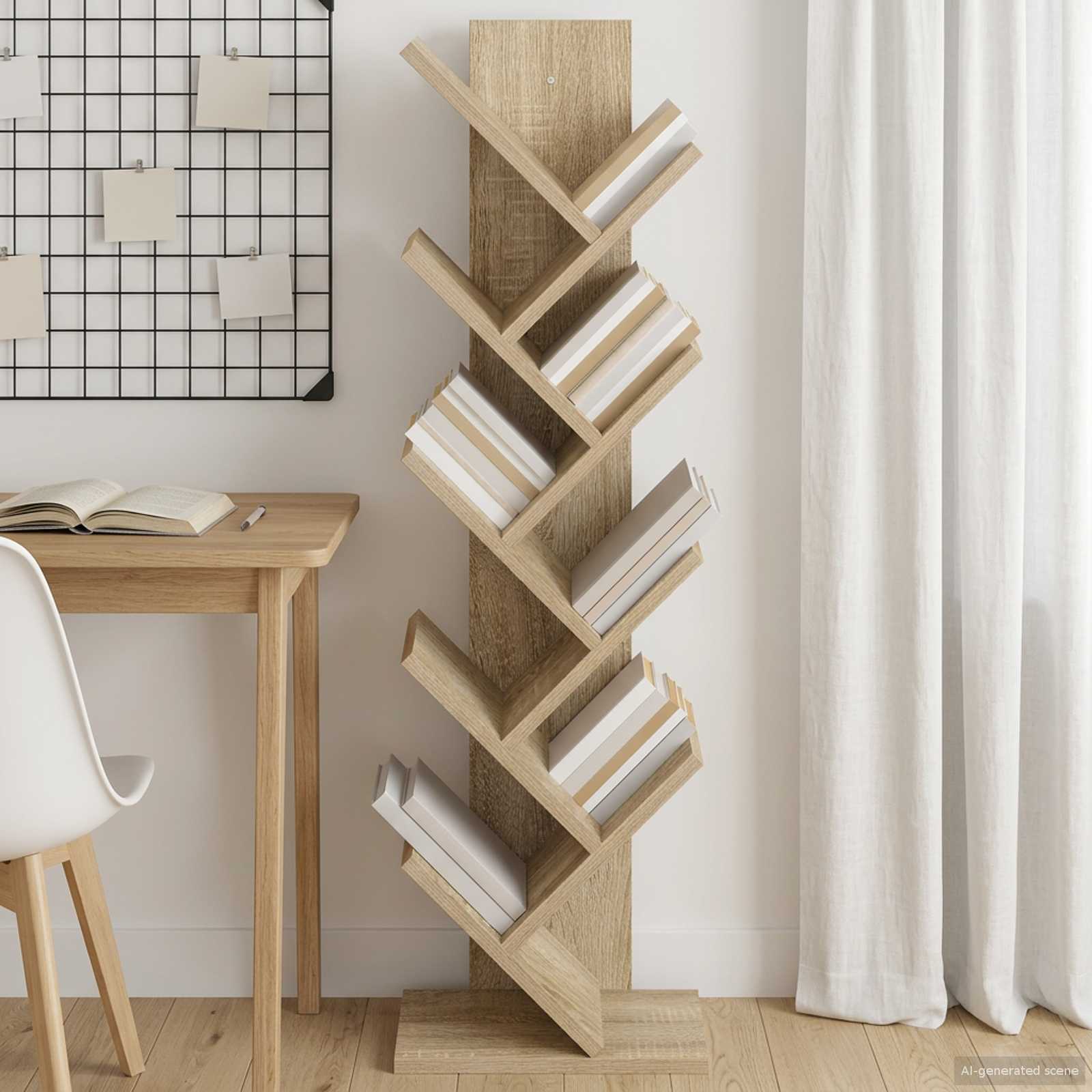 vidaXL Boomvormige boekenplank met 3 planken 30 x 18 x 40 cm Bewerkt hout Wit