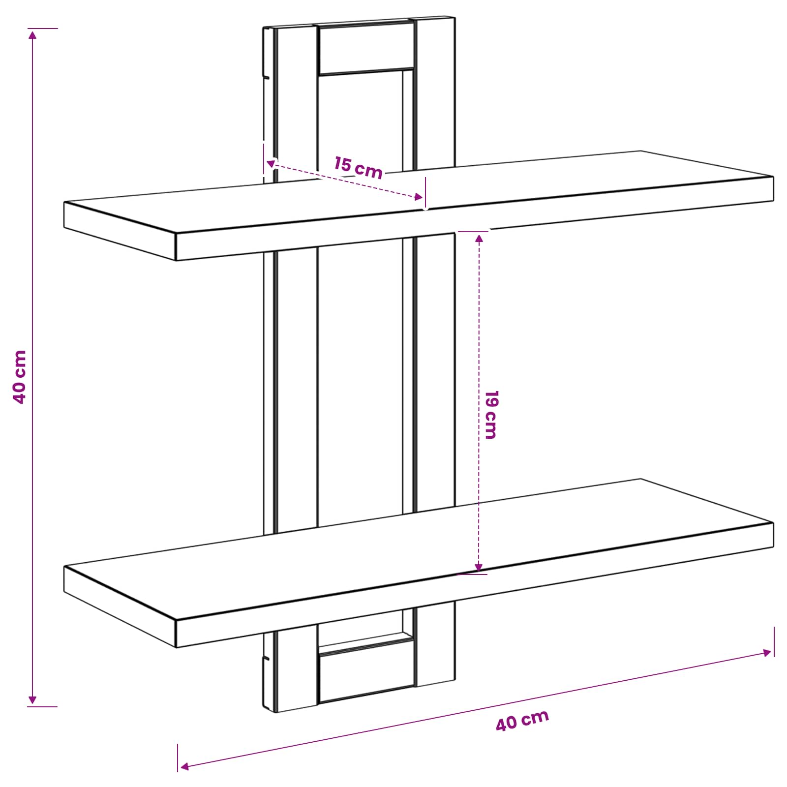 vidaXL Zwevende schappen Zwart eiken 40 x 15 x 40 cm Bewerkt hout