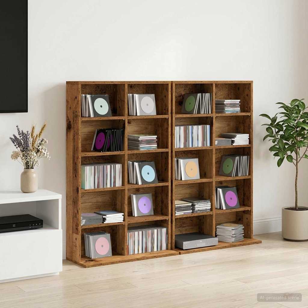 vidaXL CD Kast 2 st Sonoma Eiken 65 x 23,5 x 97,5 cm Bewerkt hout
