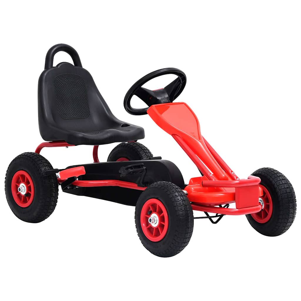 vidaXL Skelter met pedalen en pneumatische banden rood