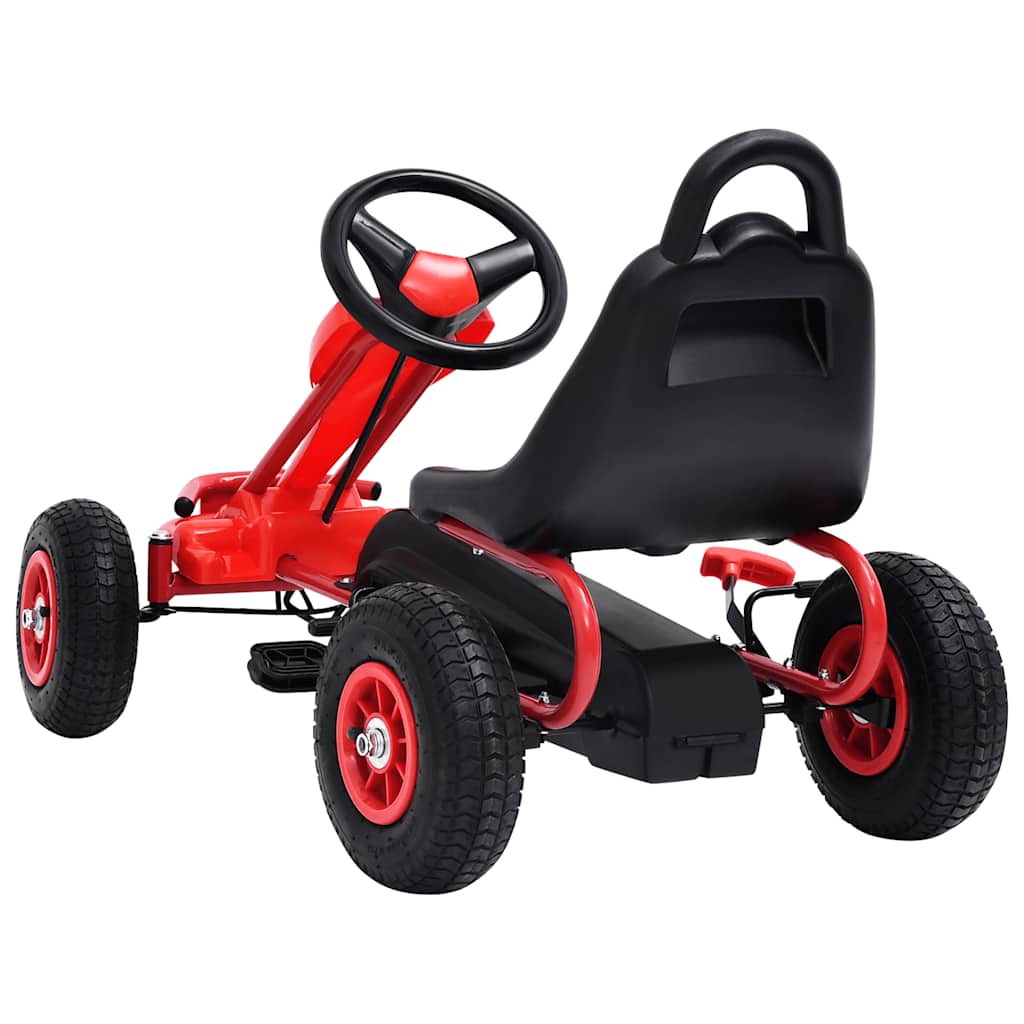 vidaXL Skelter met pedalen en pneumatische banden rood