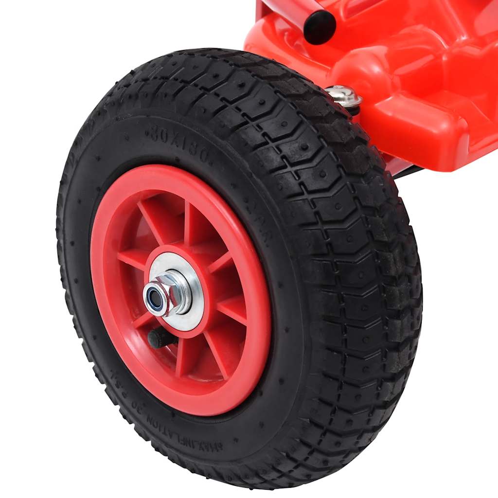 vidaXL Skelter met pedalen en pneumatische banden rood