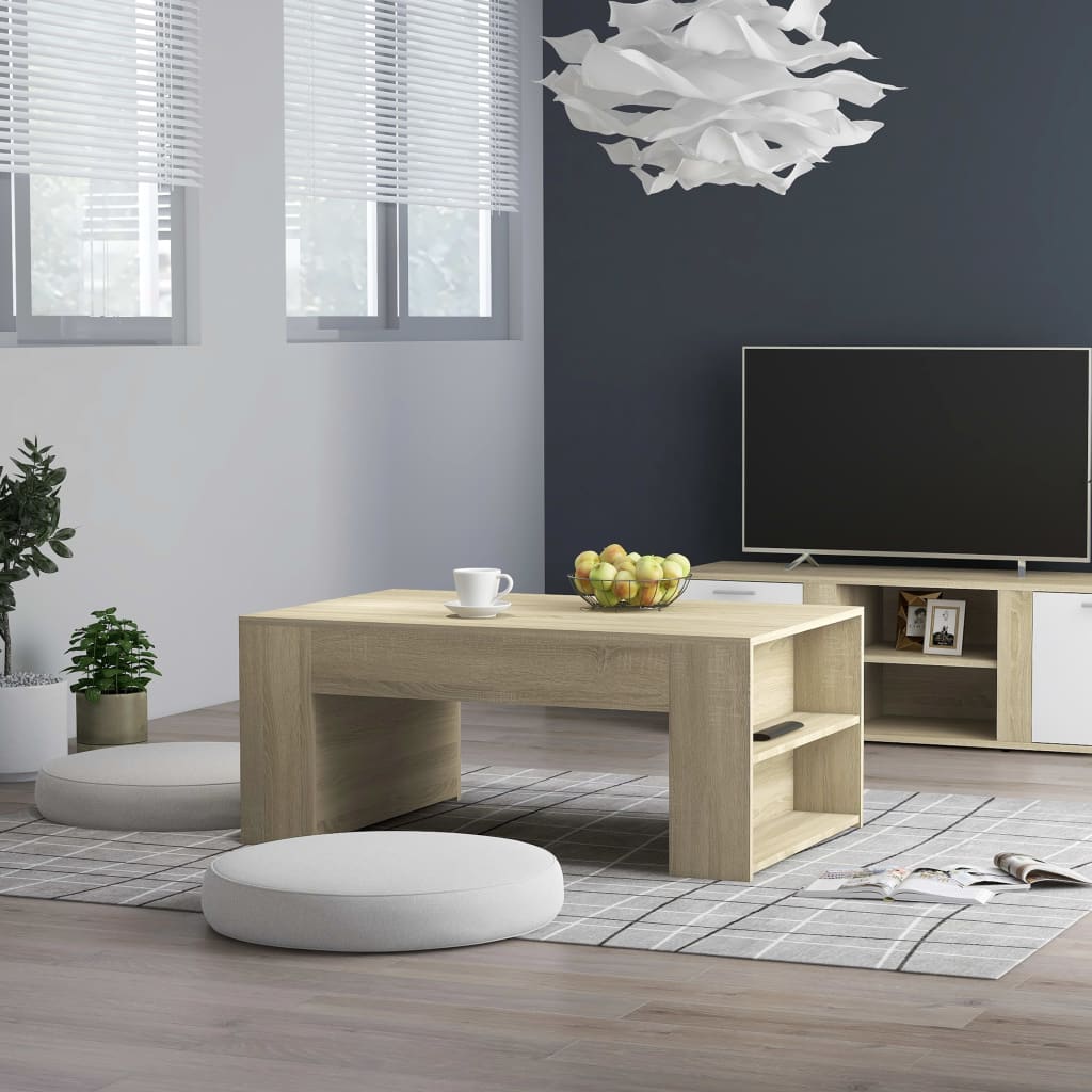 vidaXL Salontafel 100x60x42 cm bewerkt hout wit