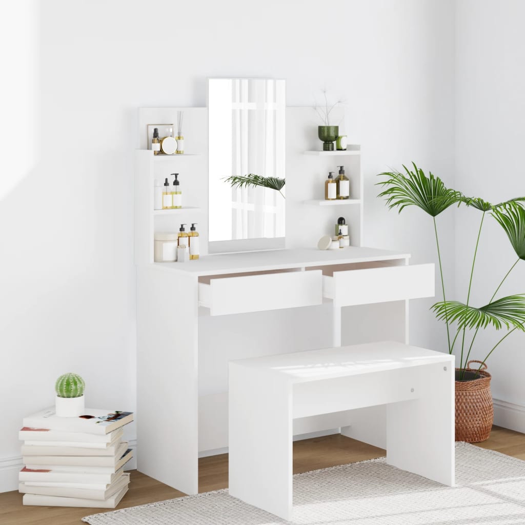 vidaXL Kaptafel met spiegel 96x40x142 cm wit
