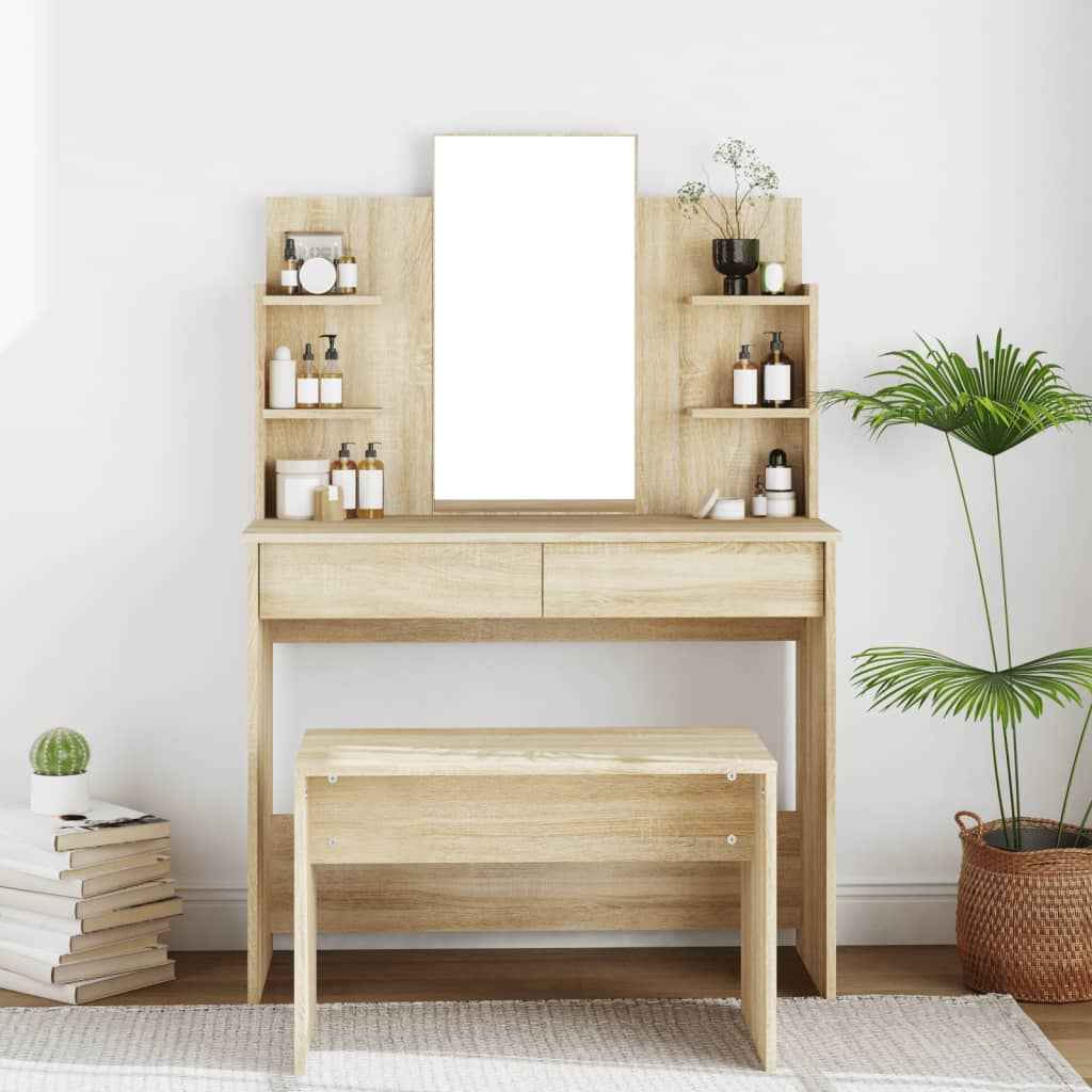 vidaXL Kaptafel met spiegel 96x40x142 cm wit