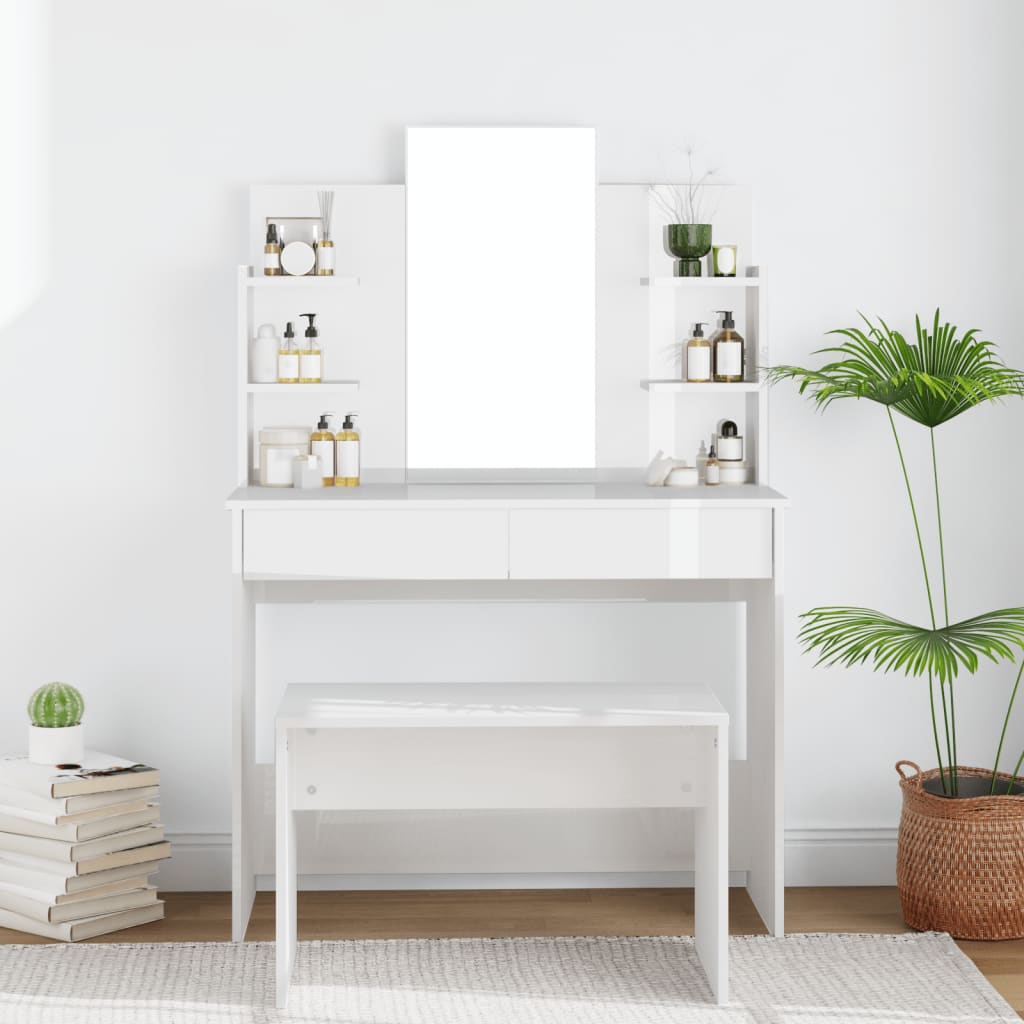 vidaXL Kaptafel met spiegel 96x40x142 cm wit