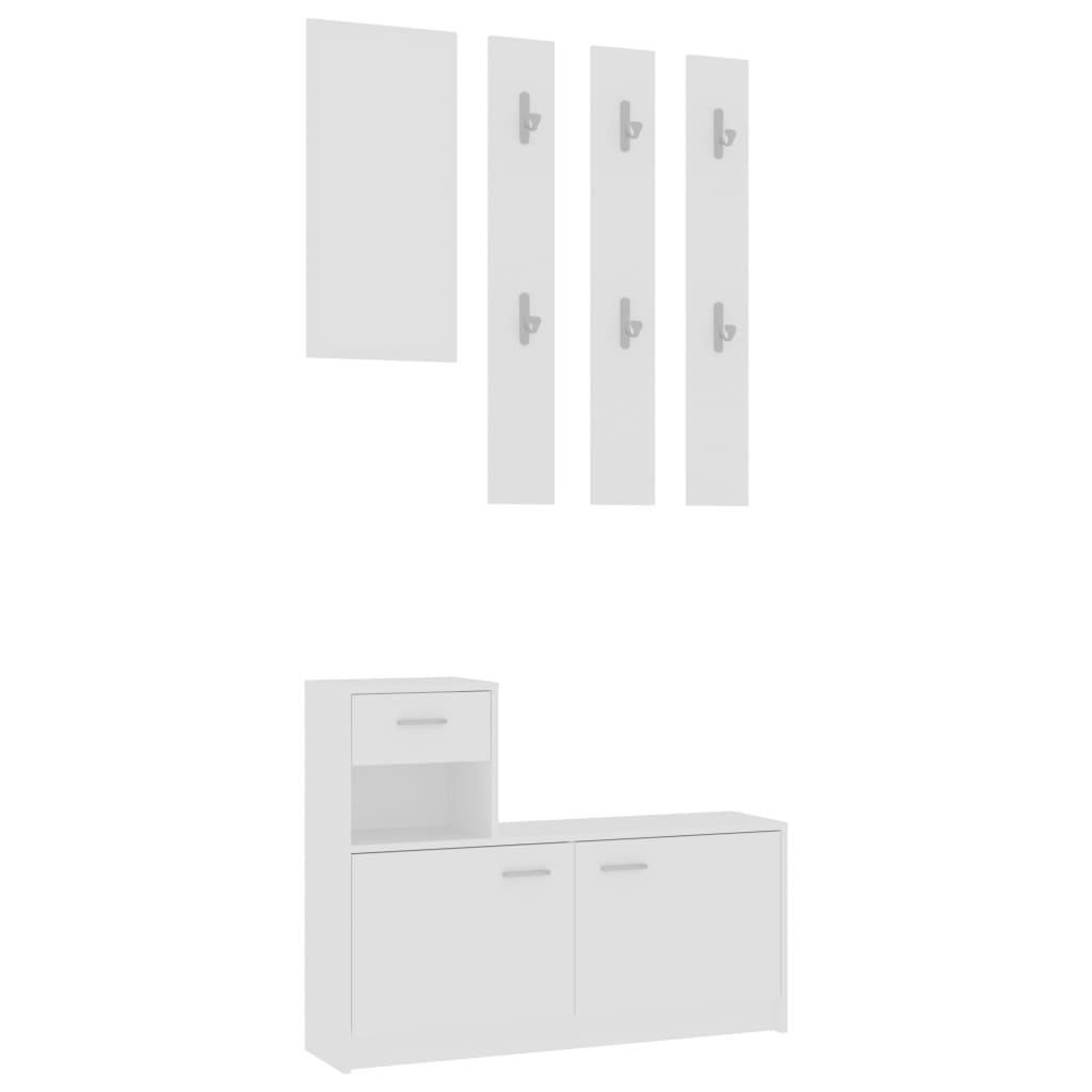 vidaXL Halmeubelset 100x25x76,5 cm bewerkt hout wit